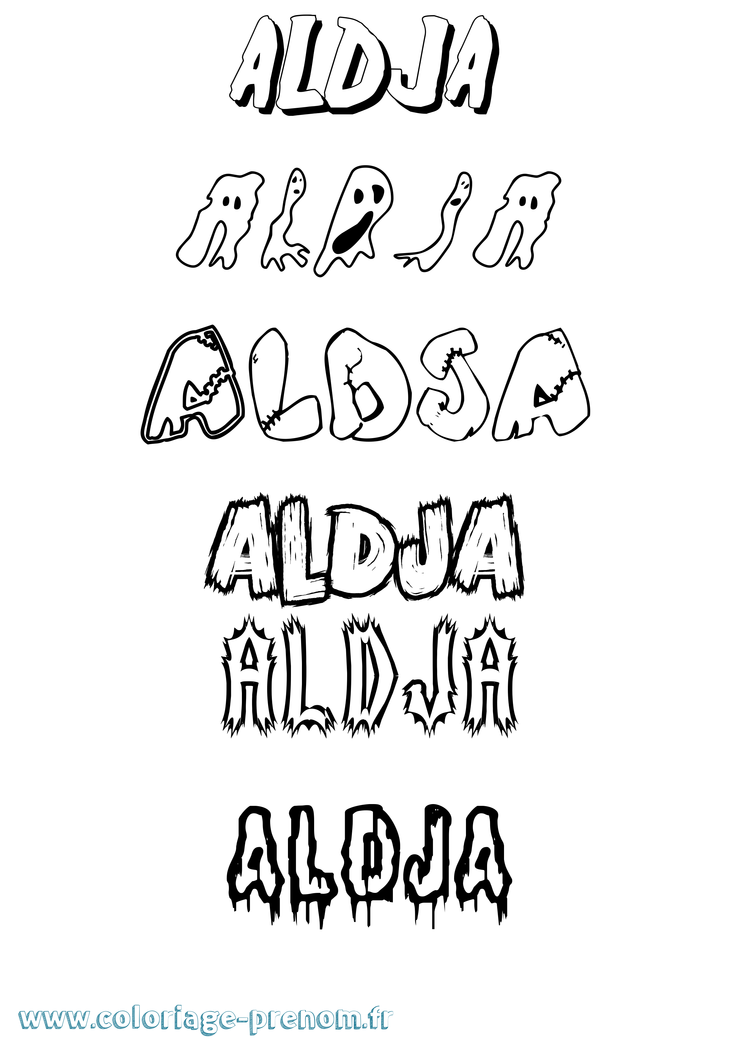Coloriage Aldja Frisson Coloriage prénom Aldja Frisson