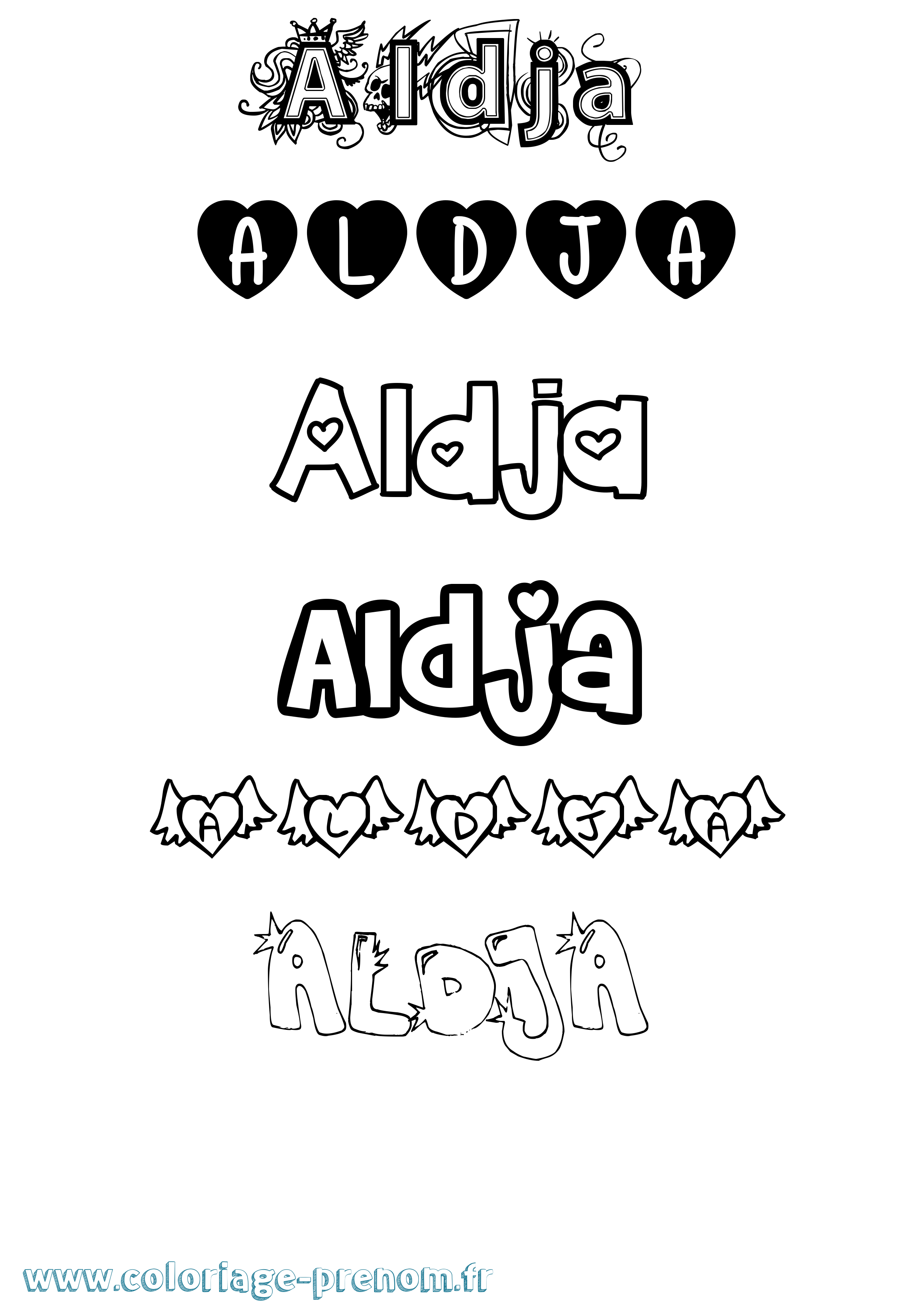 Coloriage Aldja Girly Coloriage prénom Aldja Girly