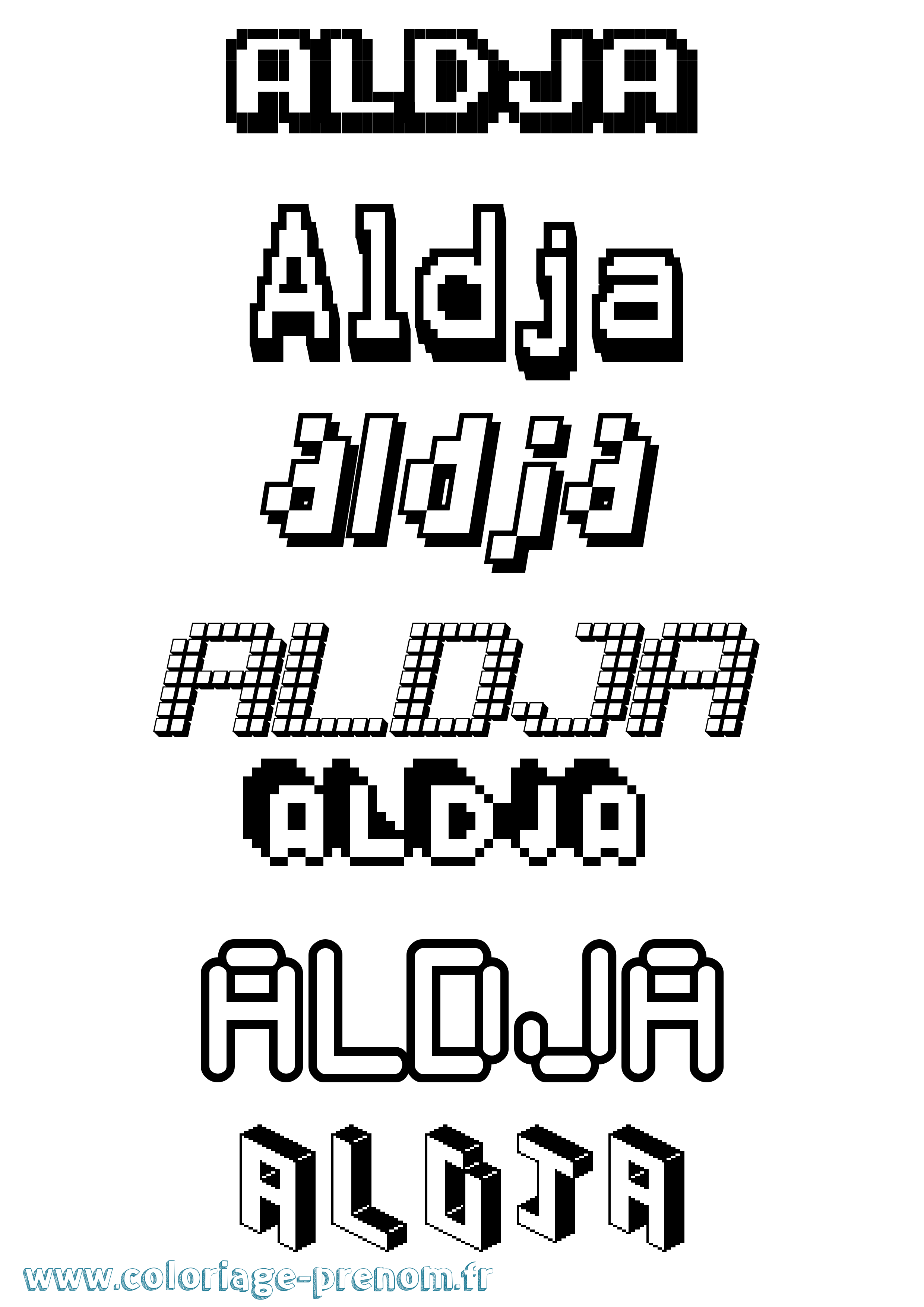 Coloriage Aldja Pixel Coloriage prénom Aldja Pixel