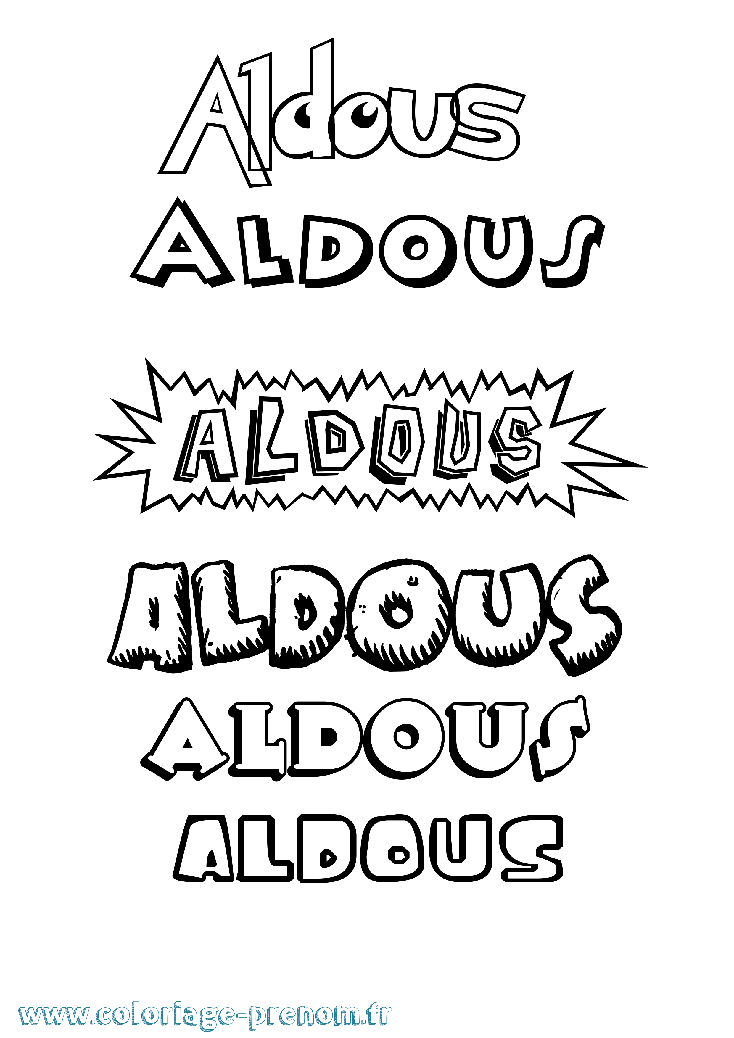 Coloriage Aldous Dessin Animé Coloriage prénom Aldous Dessin Animé