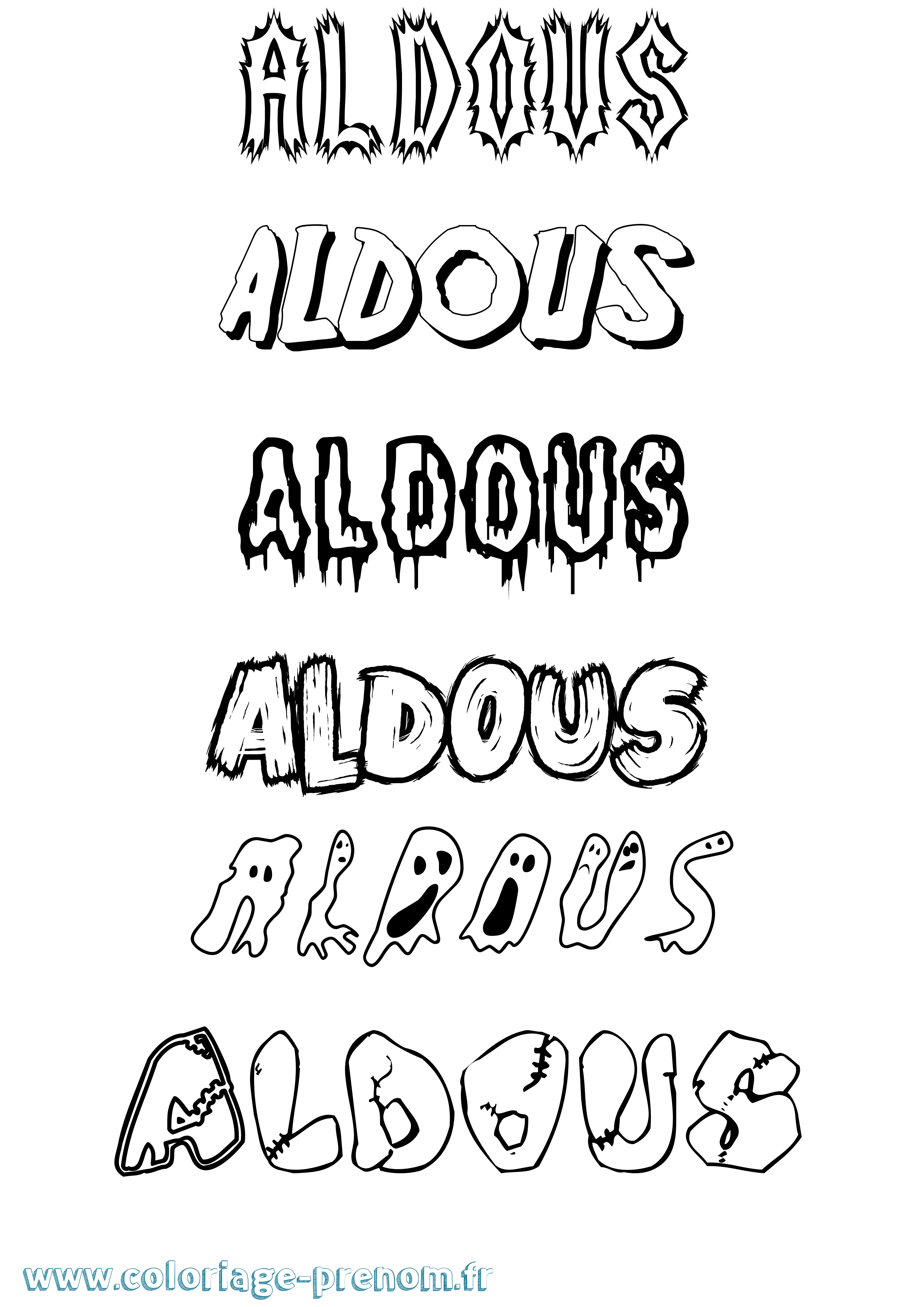 Coloriage Aldous Frisson Coloriage prénom Aldous Frisson
