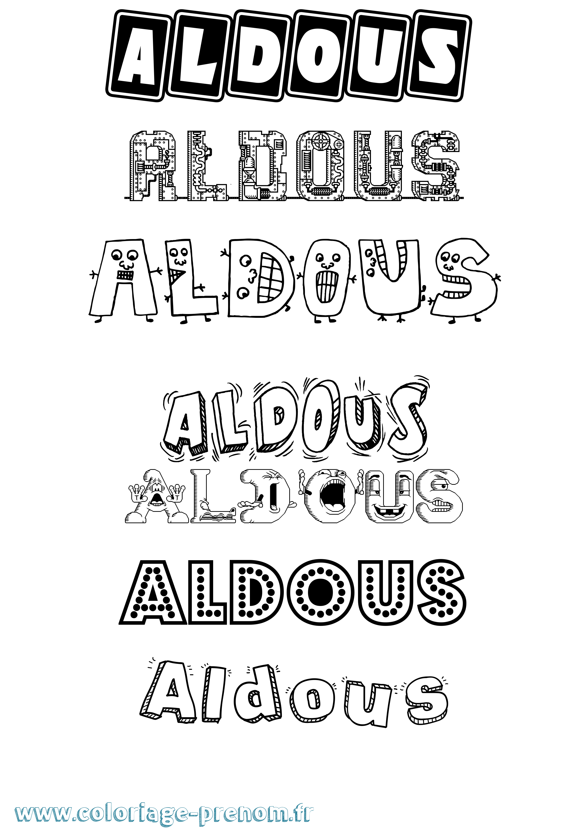 Coloriage Aldous Fun Coloriage prénom Aldous Fun