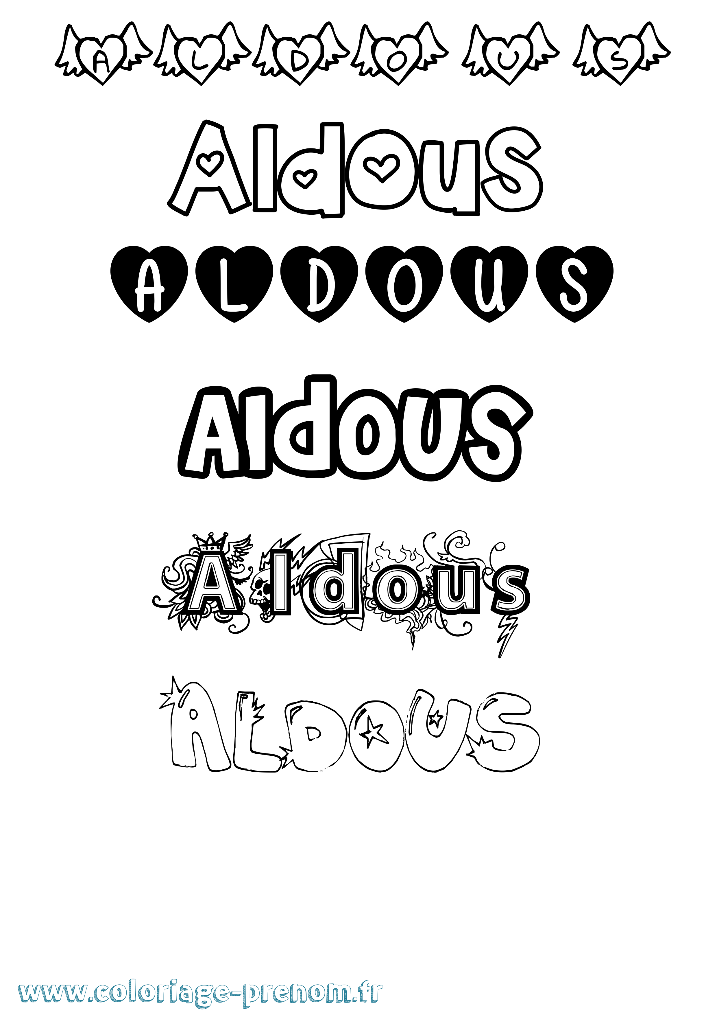 Coloriage Aldous Girly Coloriage prénom Aldous Girly