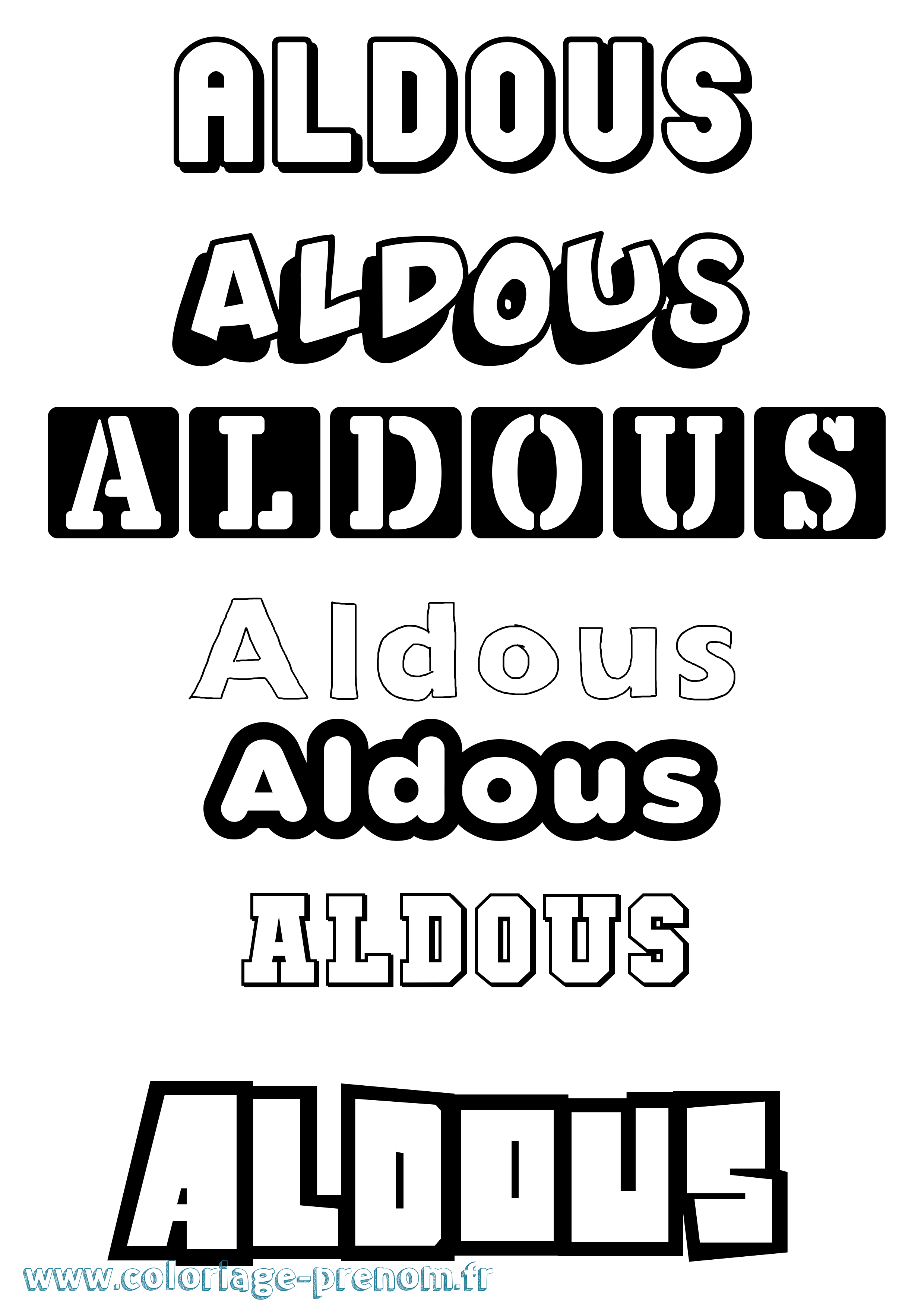 Coloriage Aldous Simple Coloriage prénom Aldous Simple