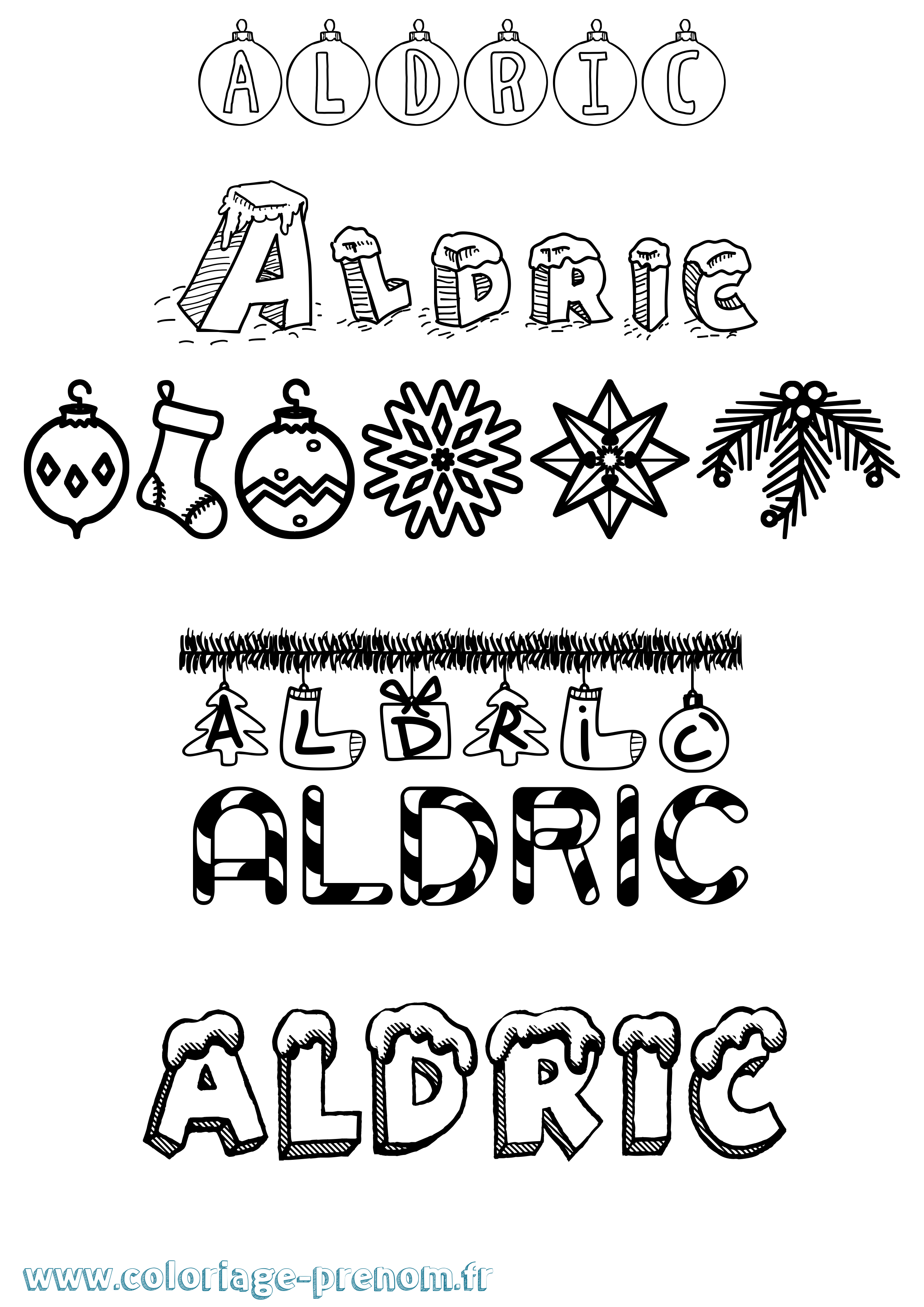 Coloriage Aldric Noël Coloriage prénom Aldric Noël