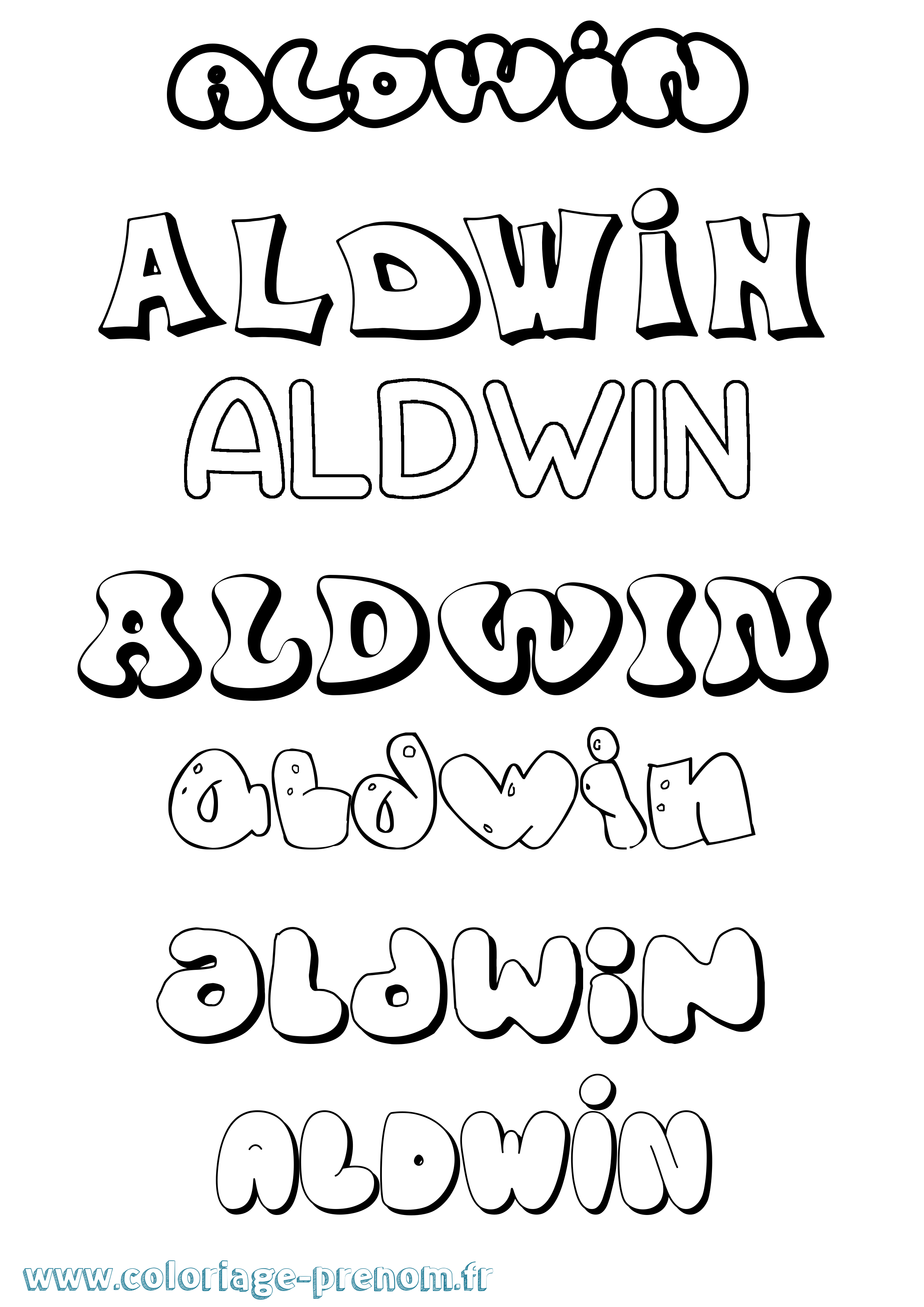 Coloriage Aldwin Bubble Coloriage prénom Aldwin Bubble