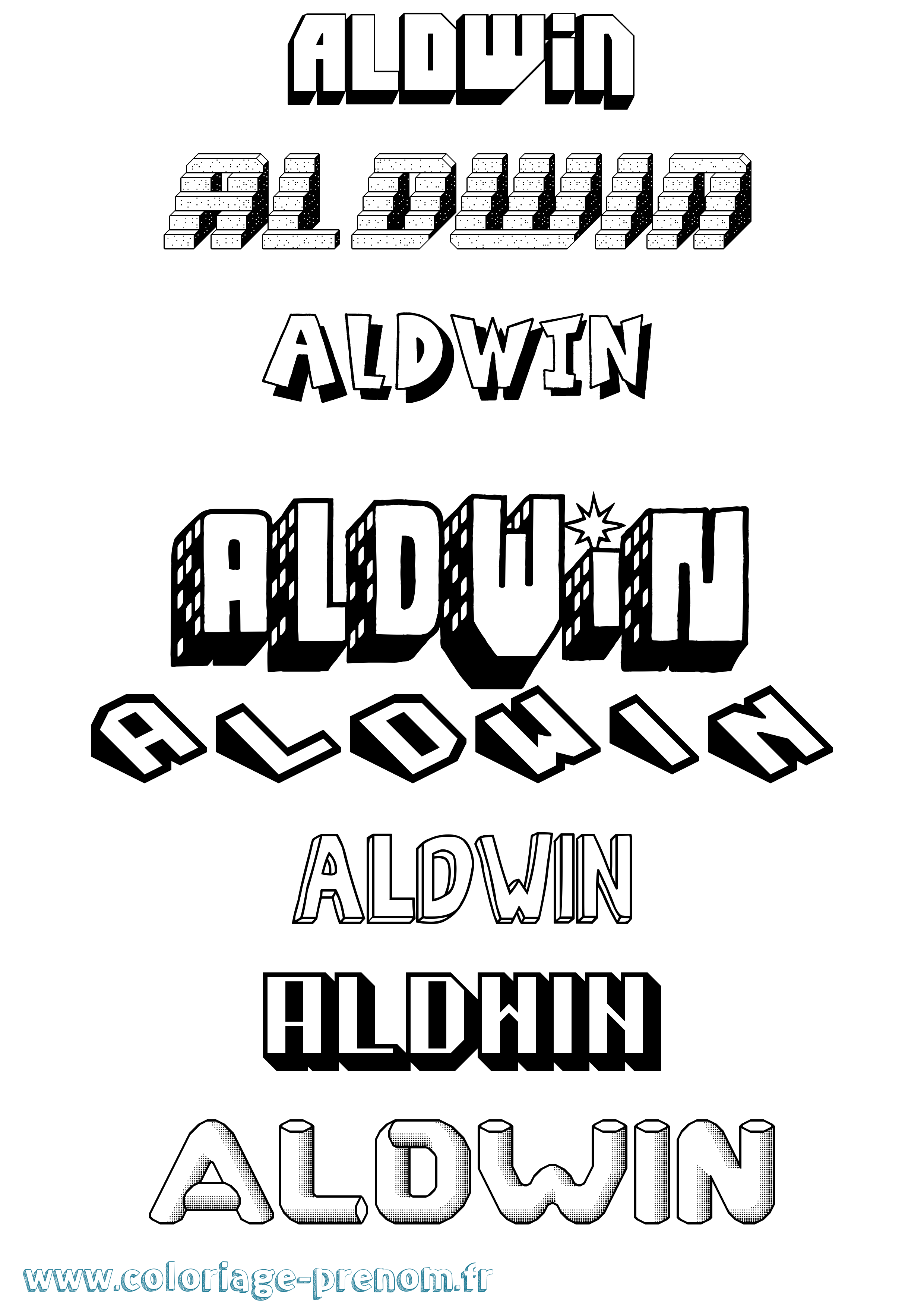 Coloriage Aldwin Effet 3D Coloriage prénom Aldwin Effet 3D
