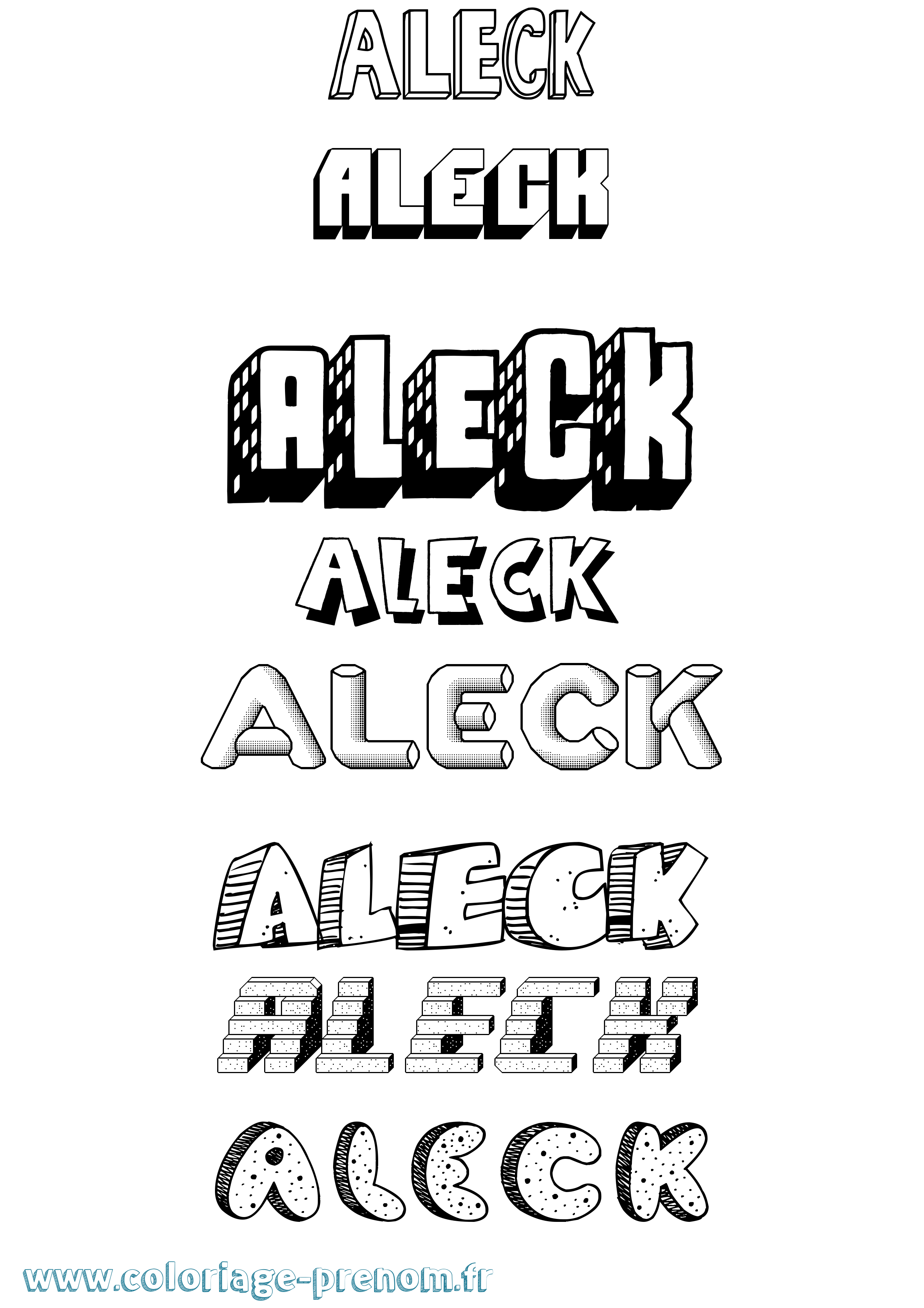 Coloriage Aleck Effet 3D Coloriage prénom Aleck Effet 3D