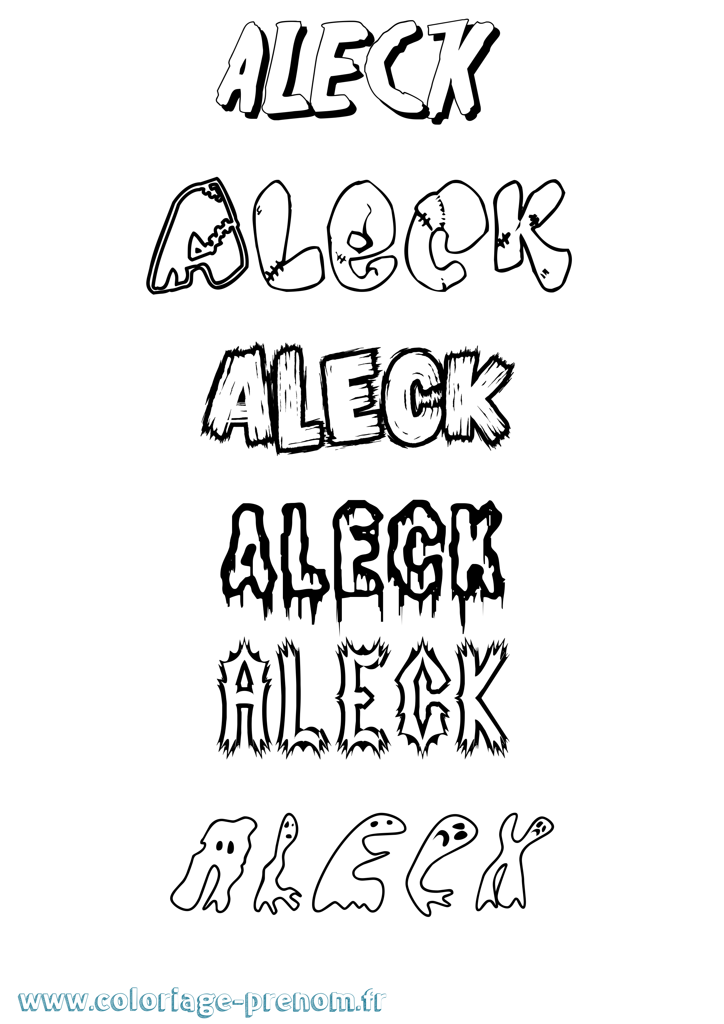 Coloriage Aleck Frisson Coloriage prénom Aleck Frisson