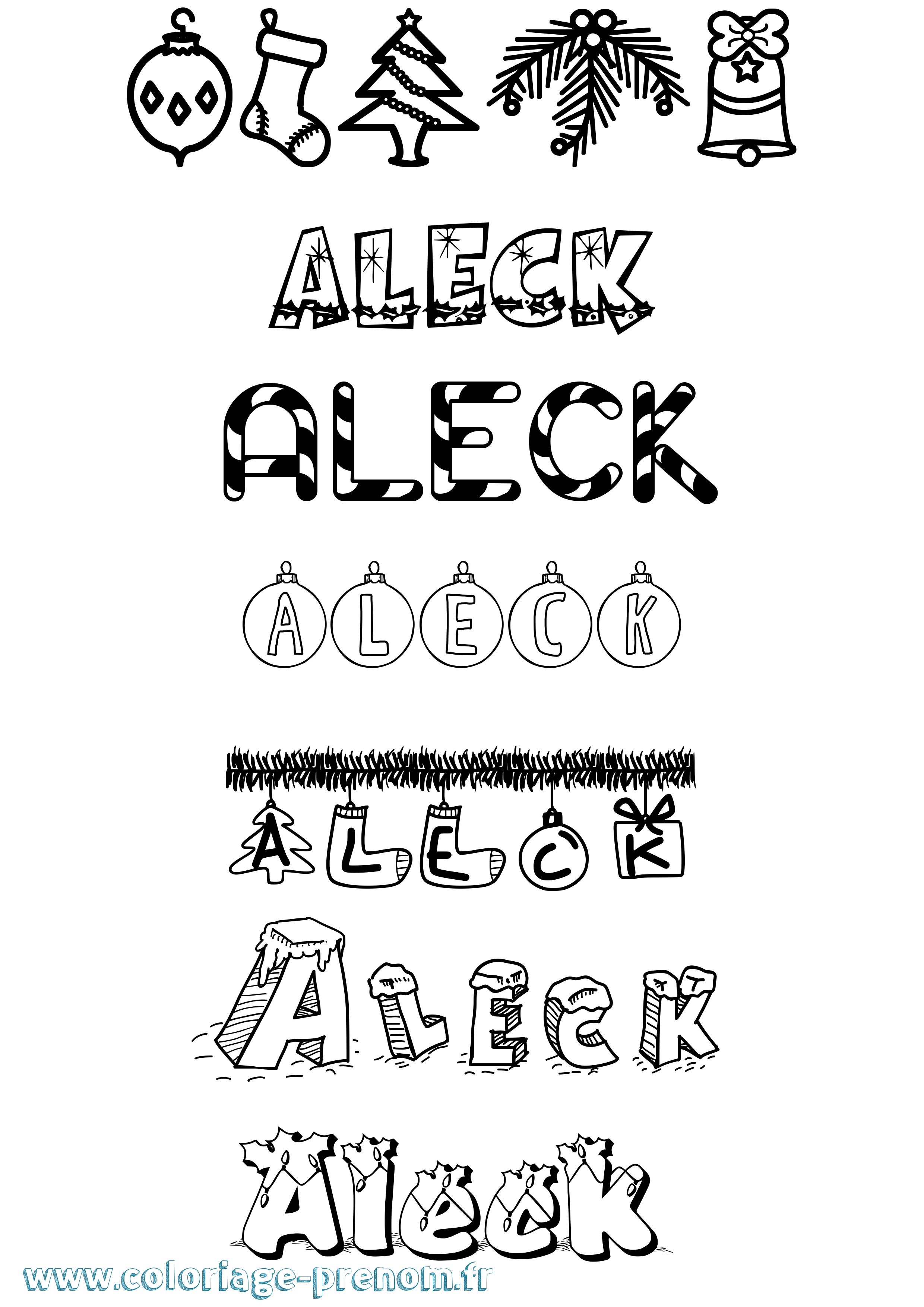 Coloriage Aleck Noël Coloriage prénom Aleck Noël