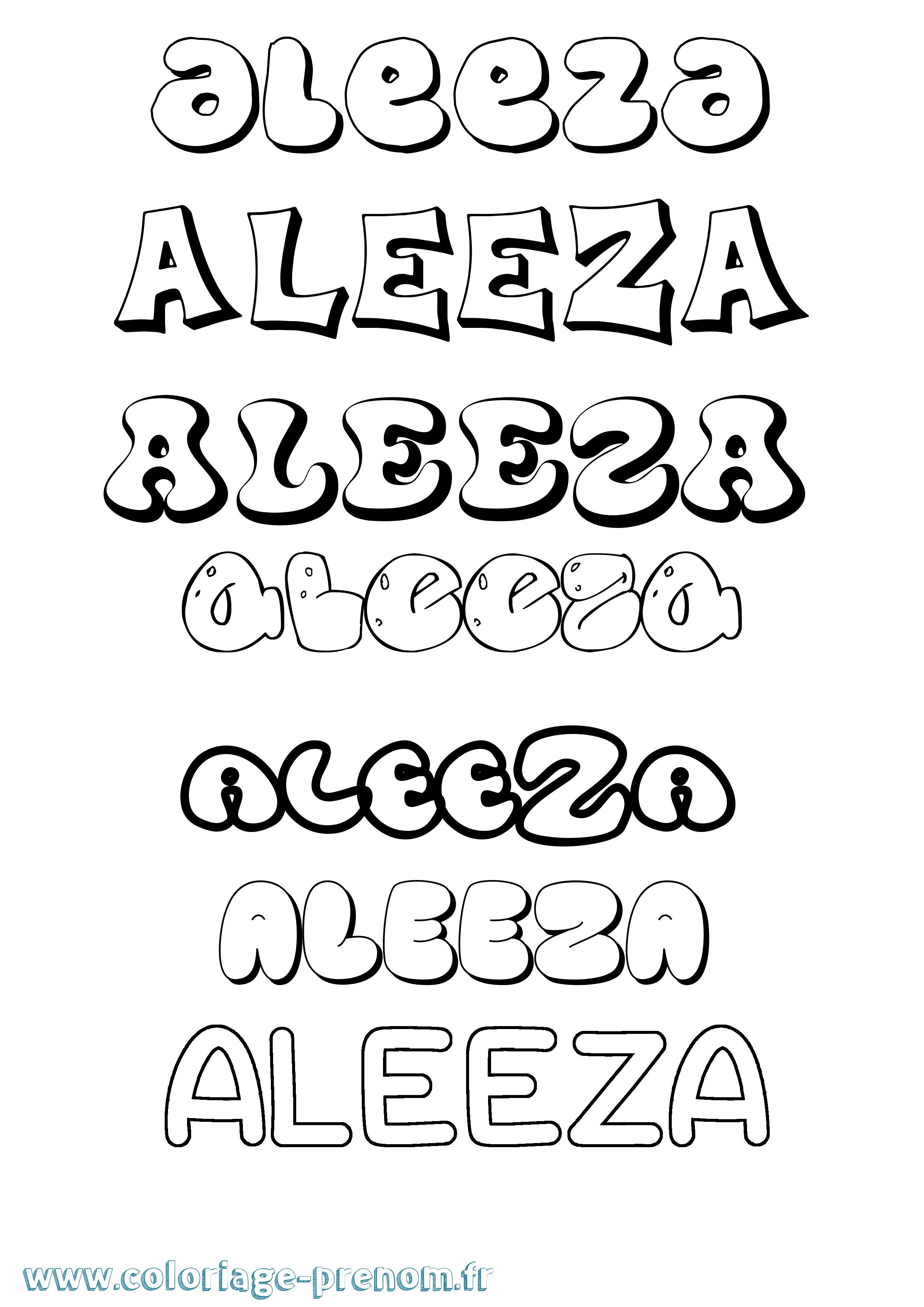 Coloriage Aleeza Bubble Coloriage prénom Aleeza Bubble