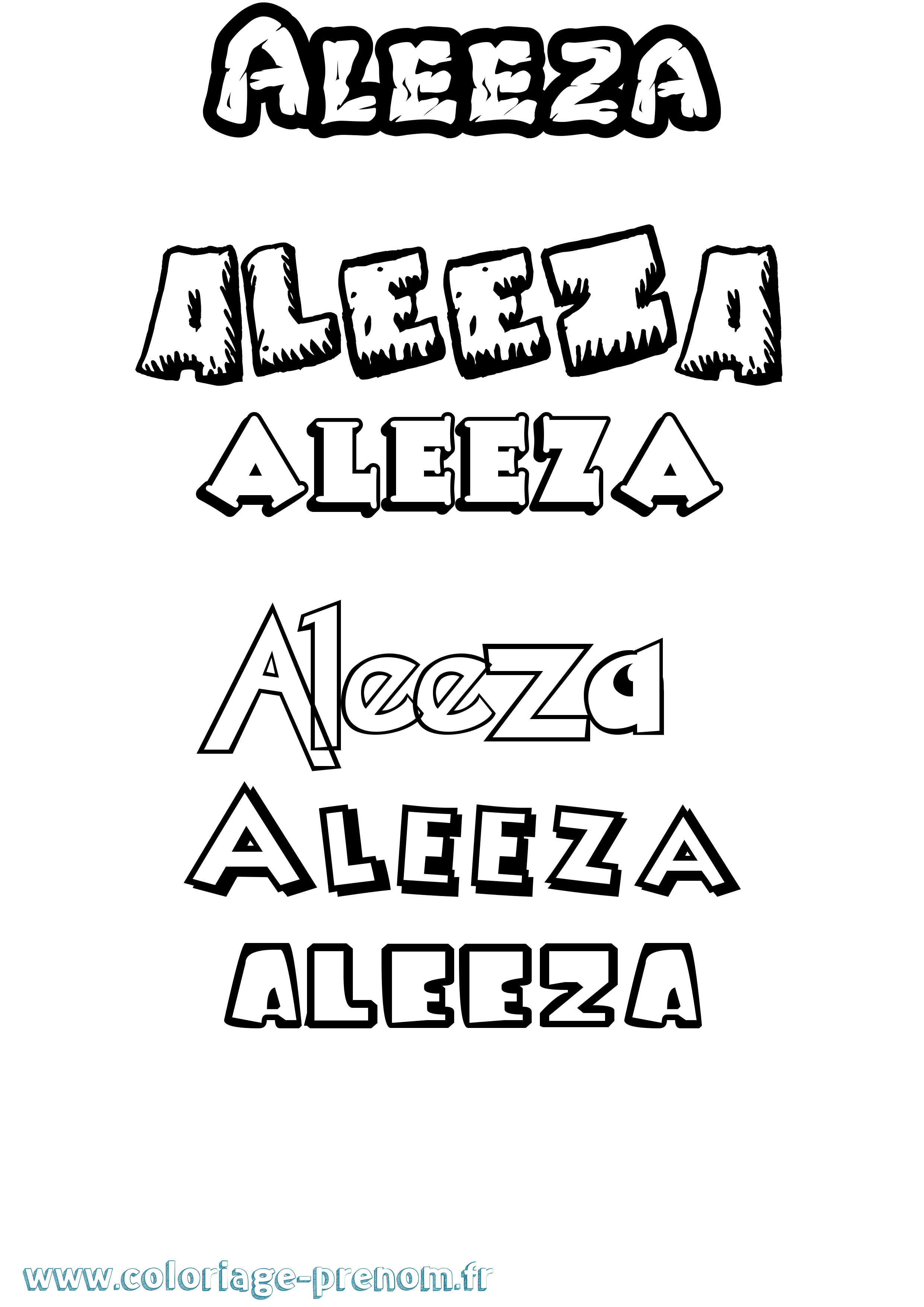 Coloriage Aleeza Dessin Animé Coloriage prénom Aleeza Dessin Animé