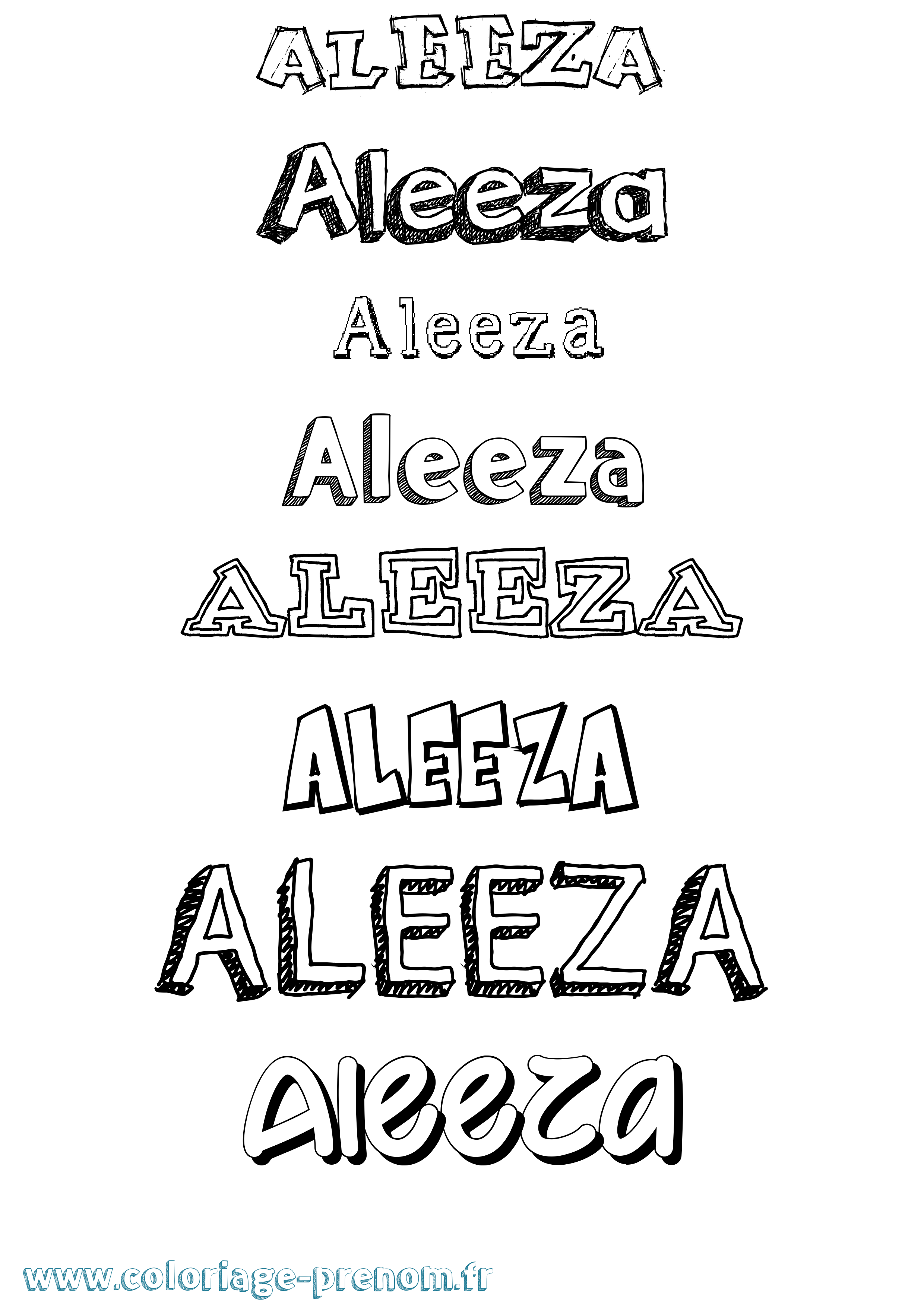 Coloriage Aleeza Dessiné Coloriage prénom Aleeza Dessiné