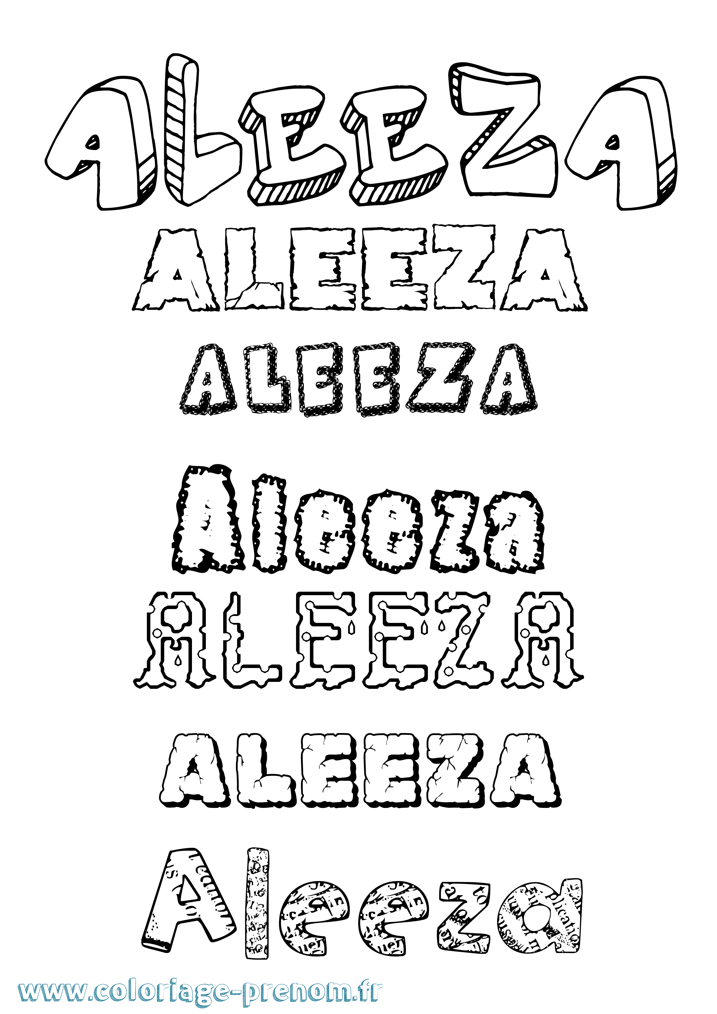 Coloriage Aleeza Destructuré Coloriage prénom Aleeza Destructuré