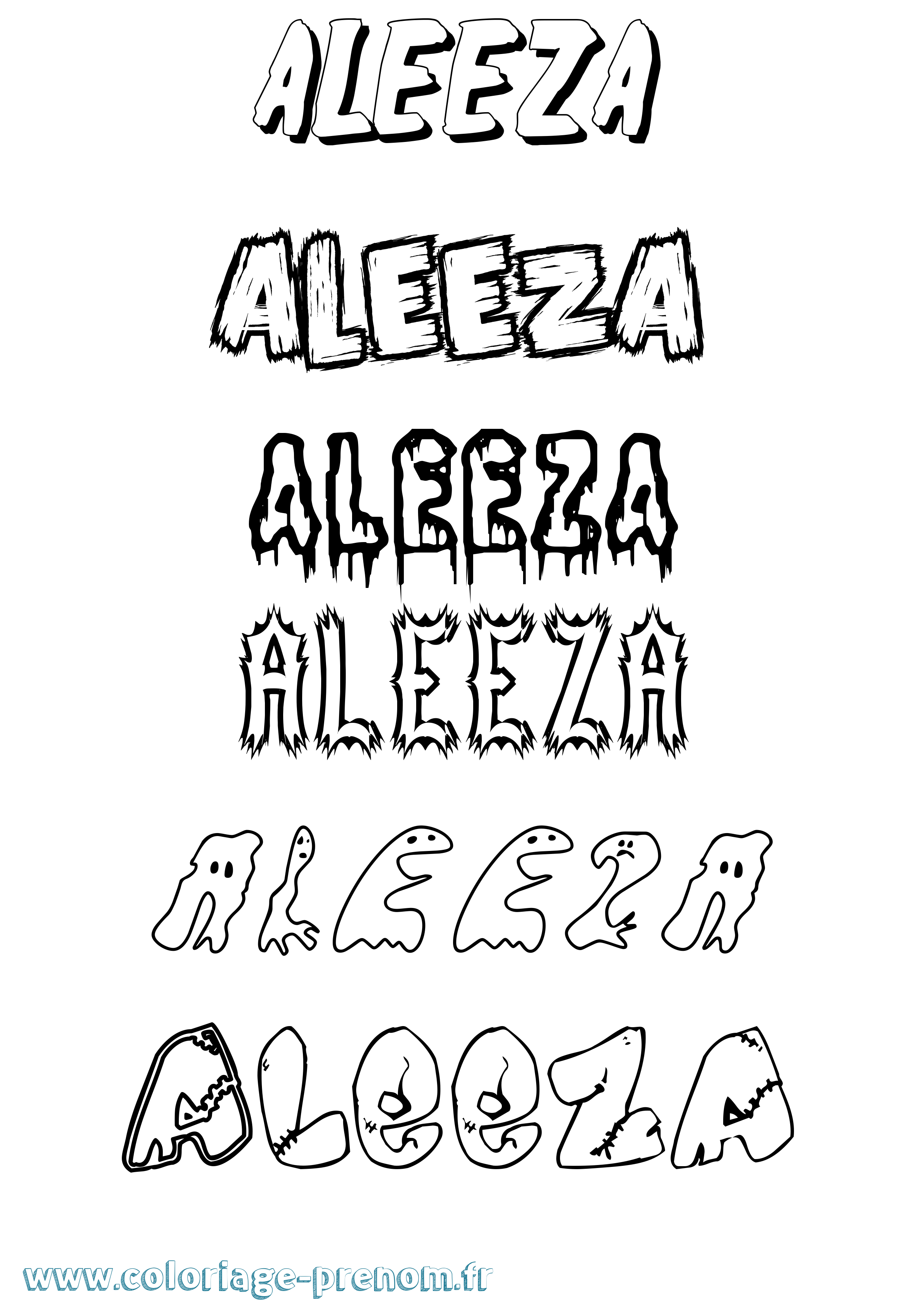 Coloriage Aleeza Frisson Coloriage prénom Aleeza Frisson