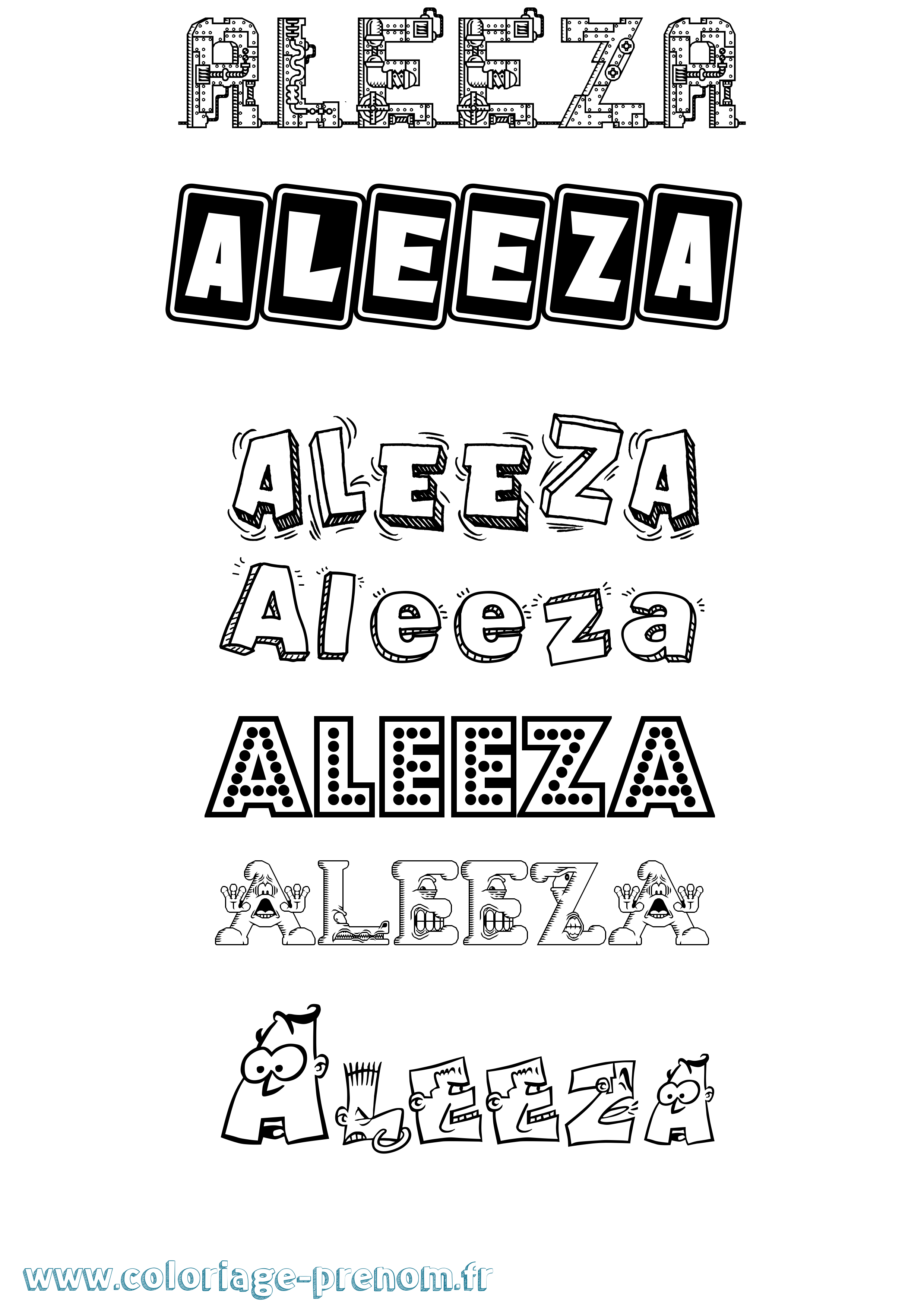 Coloriage Aleeza Fun Coloriage prénom Aleeza Fun