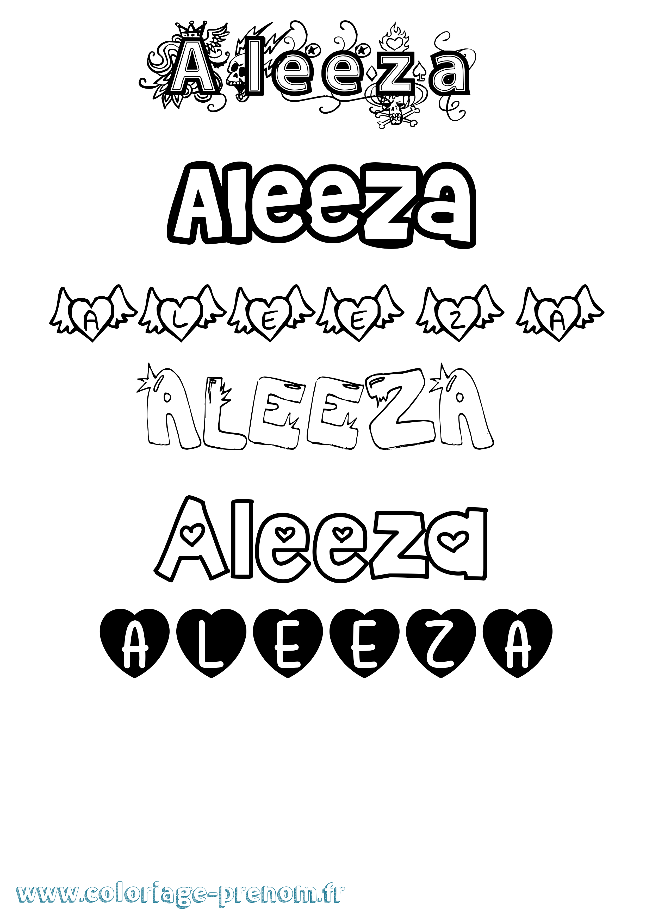 Coloriage Aleeza Girly Coloriage prénom Aleeza Girly