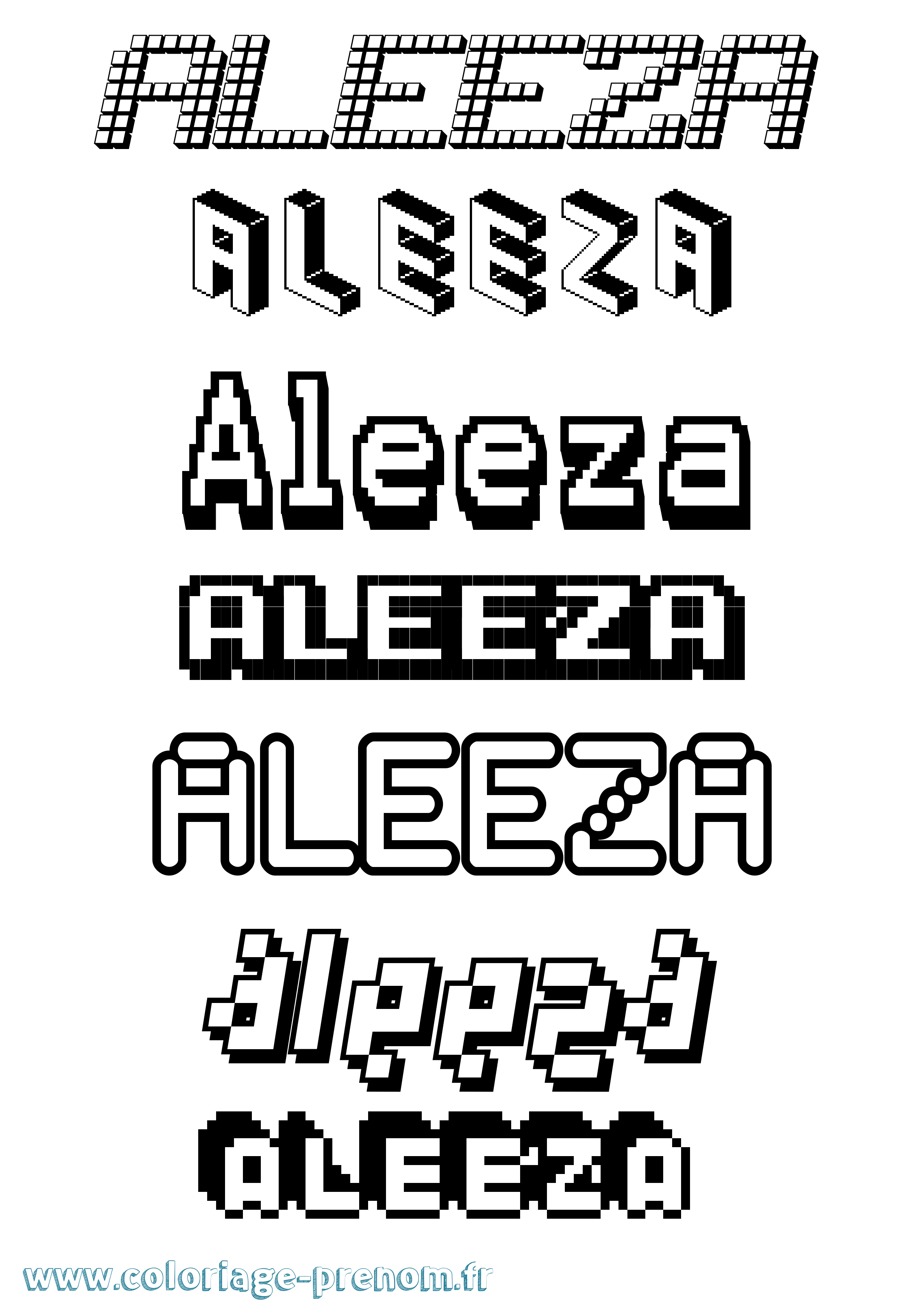 Coloriage Aleeza Pixel Coloriage prénom Aleeza Pixel
