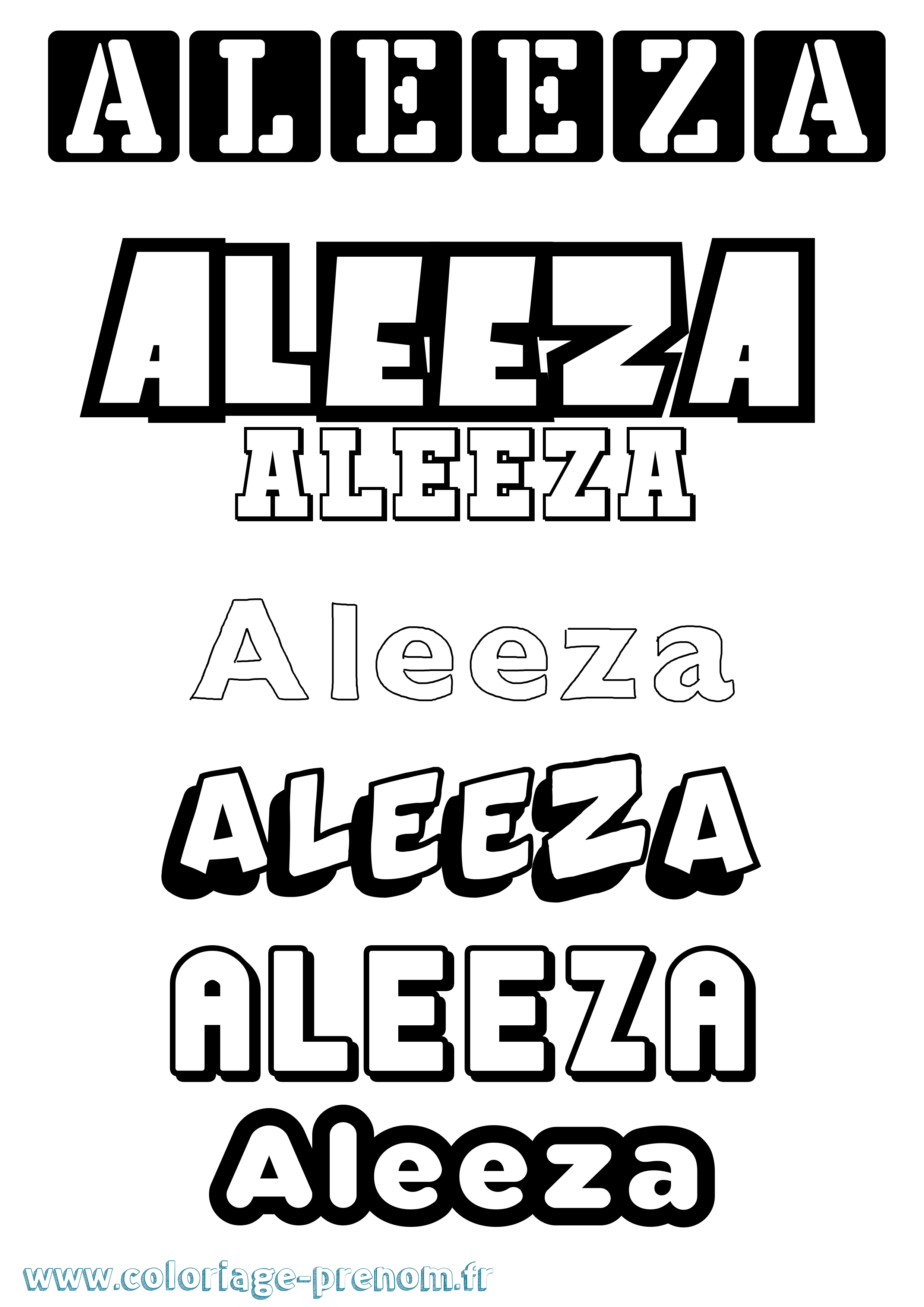 Coloriage Aleeza Simple Coloriage prénom Aleeza Simple