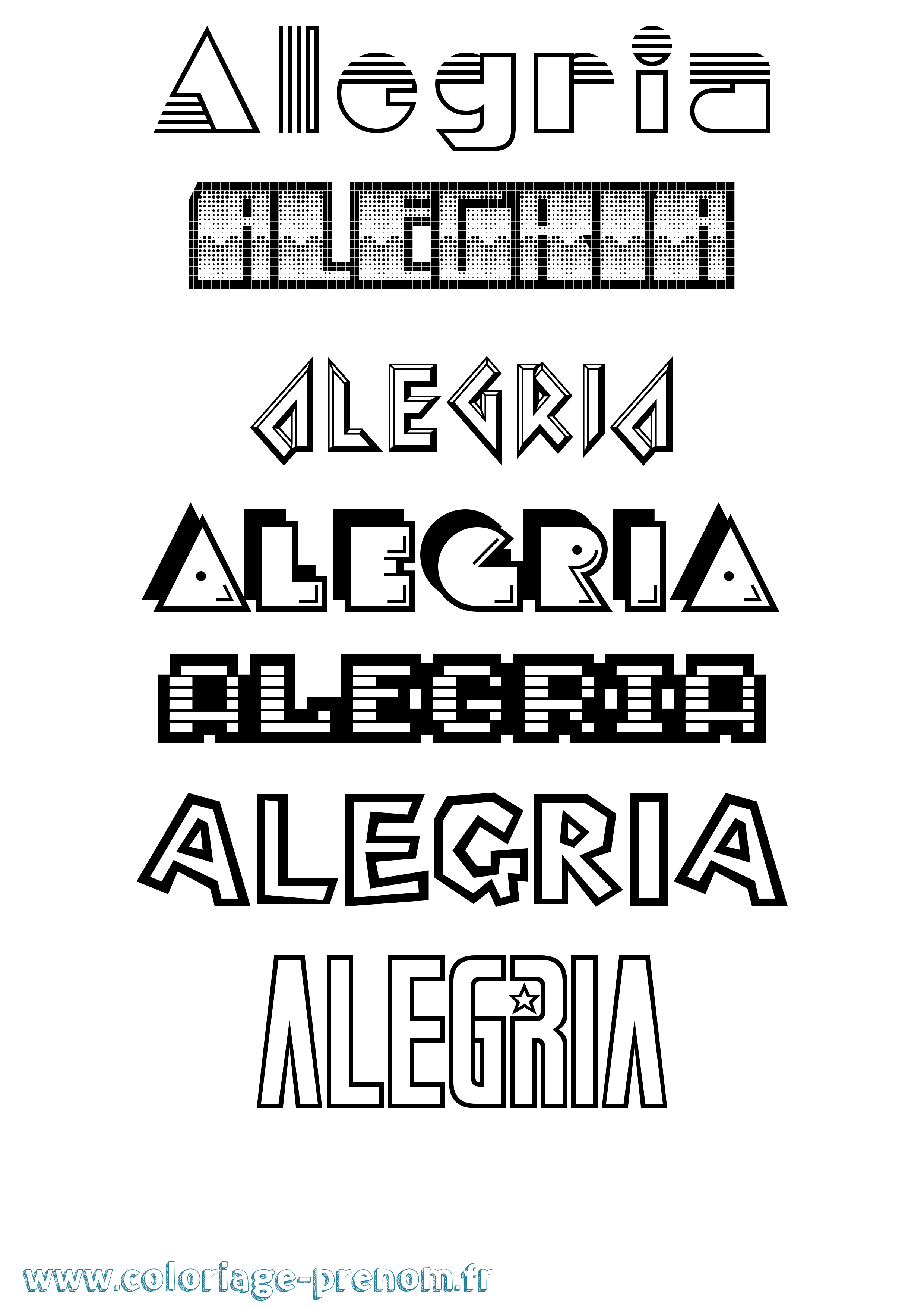 Coloriage Alegria Jeux Vidéos Coloriage prénom Alegria Jeux Vidéos
