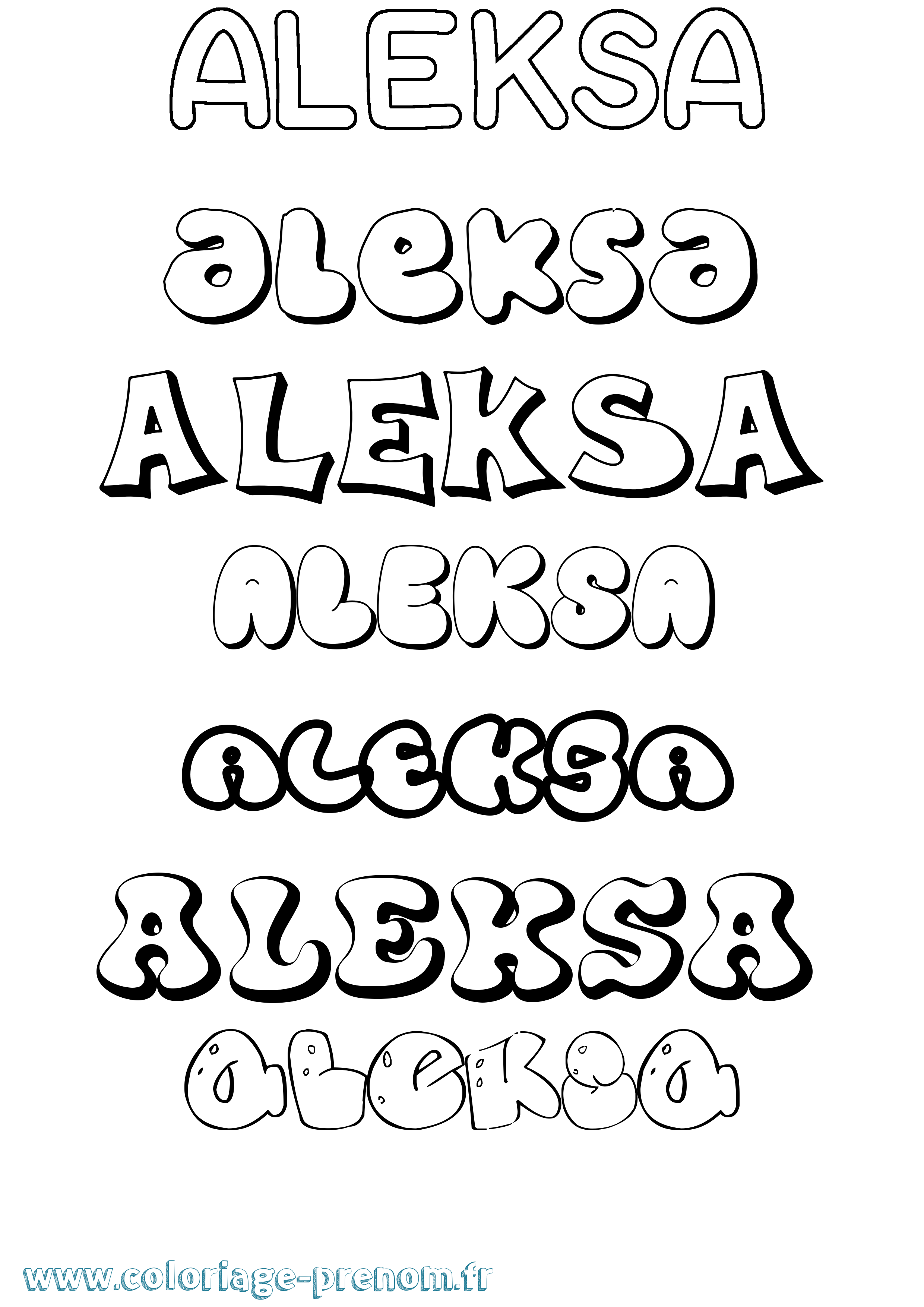 Coloriage Aleksa Bubble Coloriage prénom Aleksa Bubble