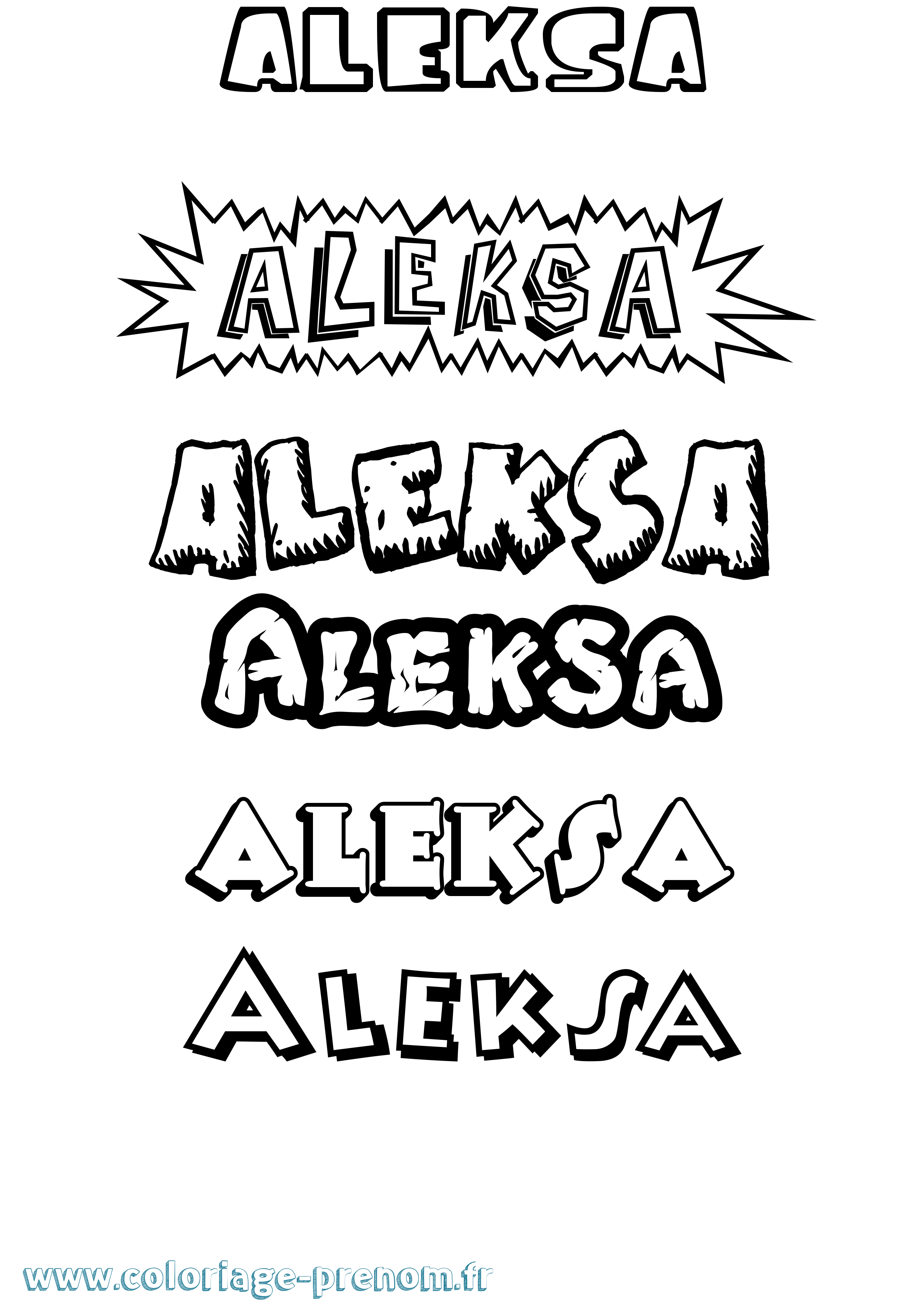 Coloriage Aleksa Dessin Animé Coloriage prénom Aleksa Dessin Animé