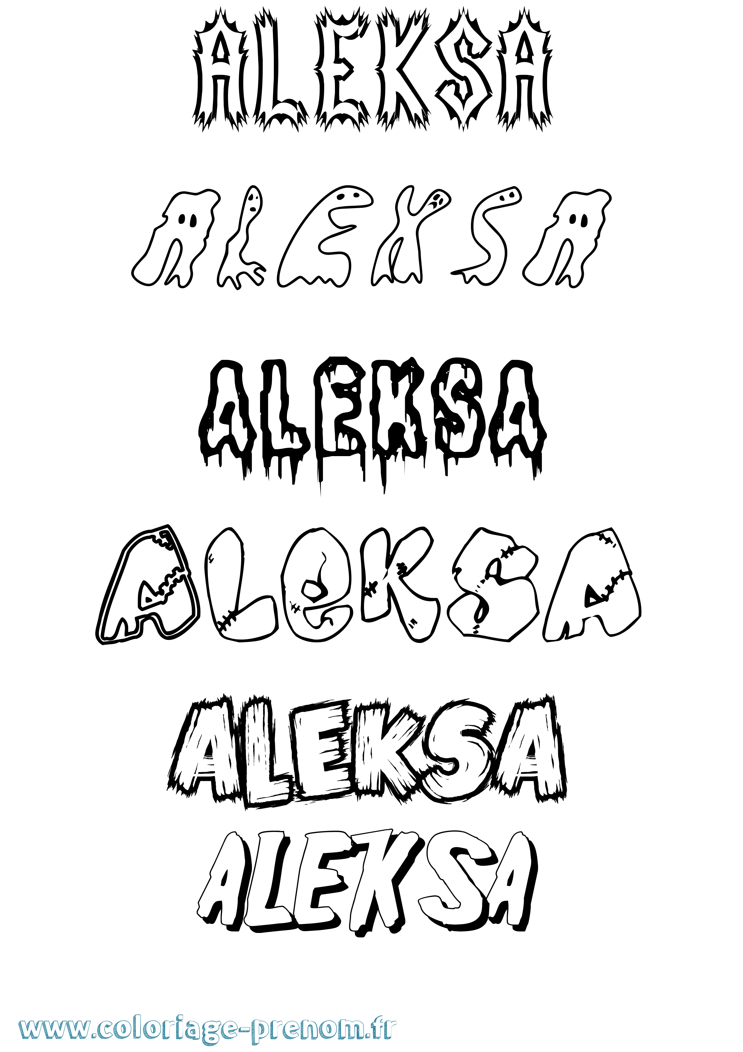 Coloriage Aleksa Frisson Coloriage prénom Aleksa Frisson