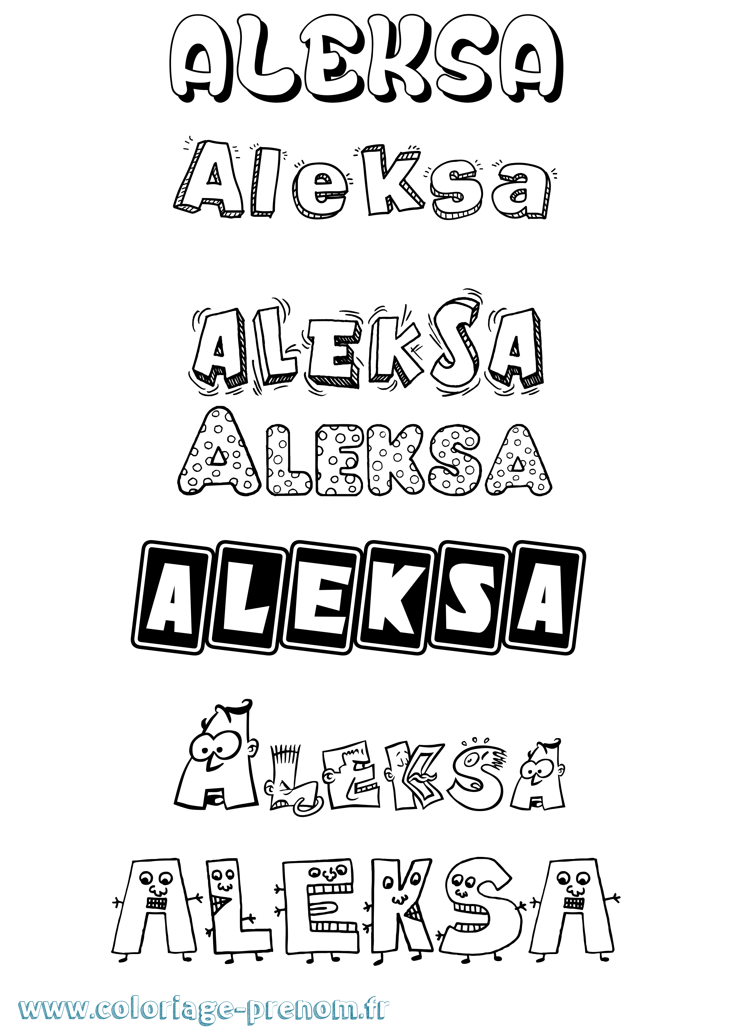 Coloriage Aleksa Fun Coloriage prénom Aleksa Fun