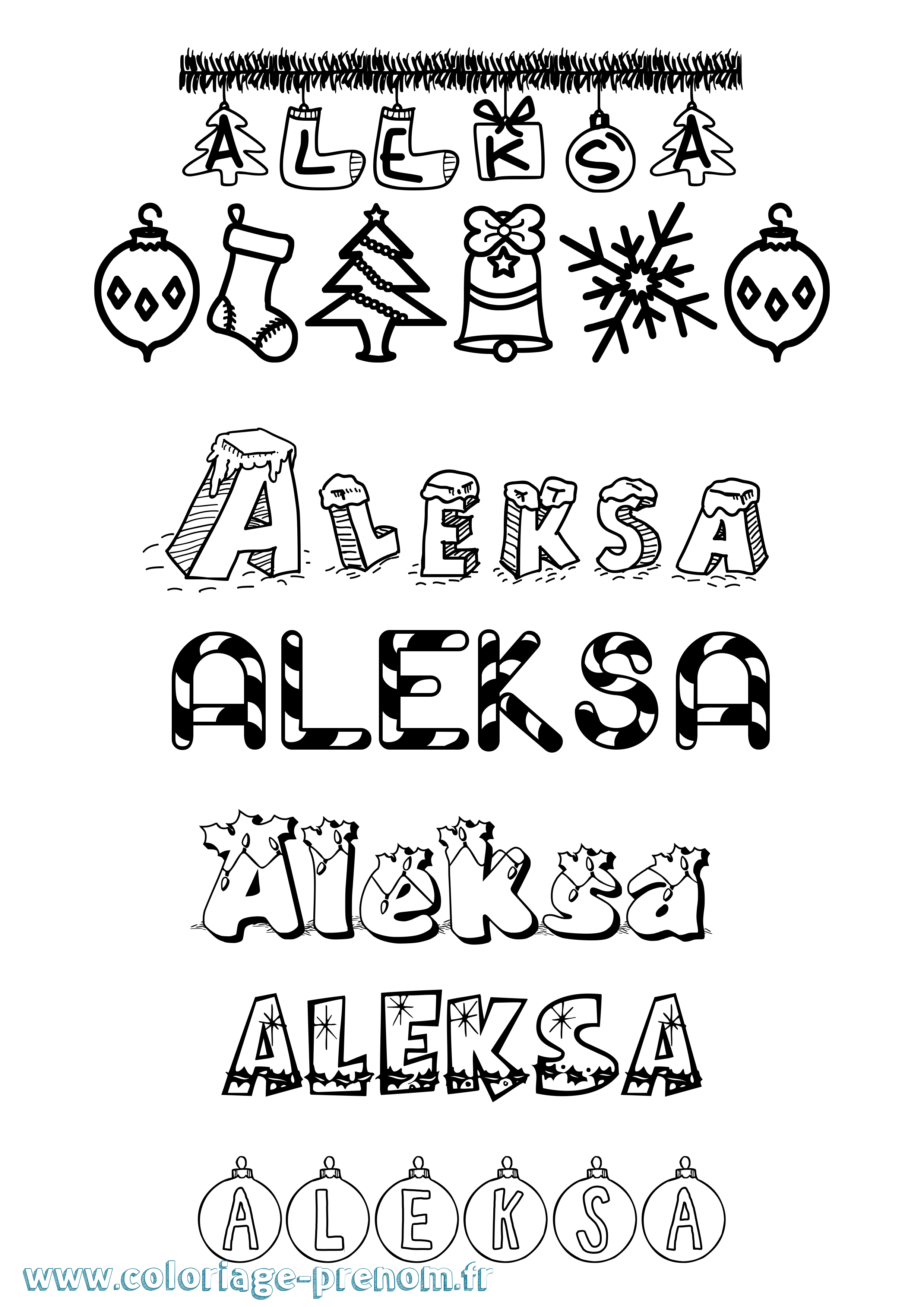 Coloriage Aleksa Noël Coloriage prénom Aleksa Noël