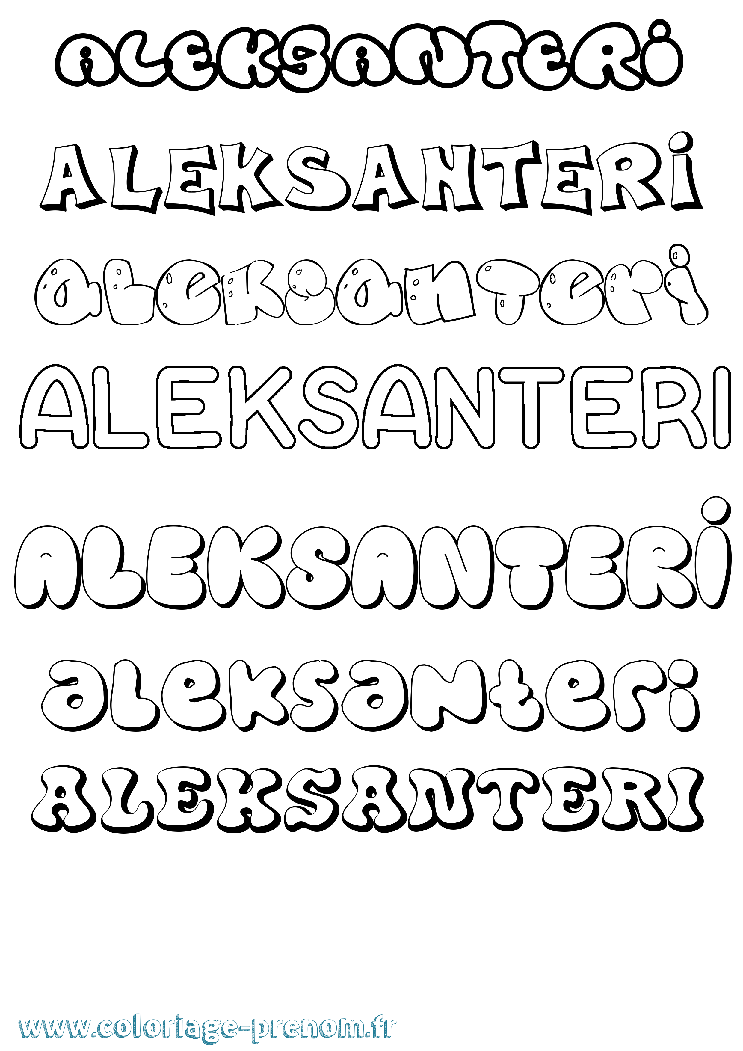 Coloriage Aleksanteri Bubble Coloriage prénom Aleksanteri Bubble