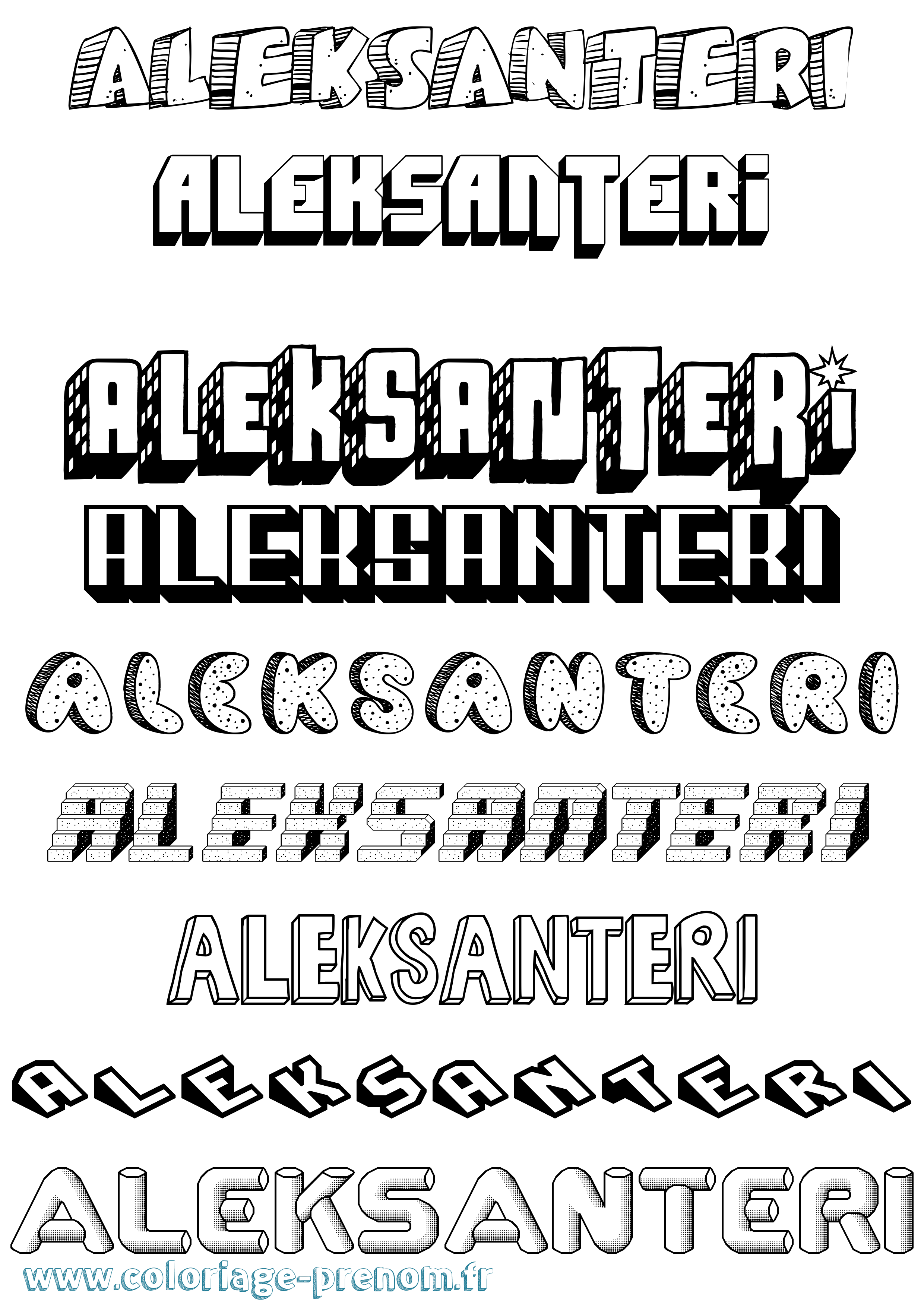 Coloriage Aleksanteri Effet 3D Coloriage prénom Aleksanteri Effet 3D