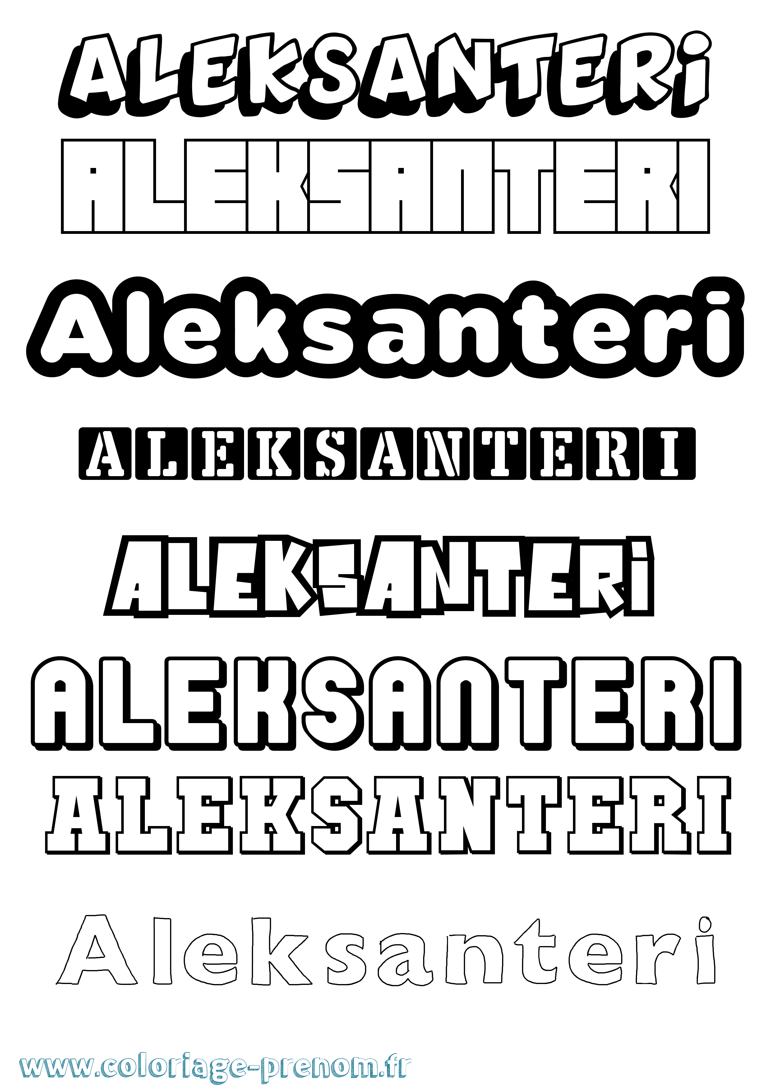 Coloriage Aleksanteri Simple Coloriage prénom Aleksanteri Simple