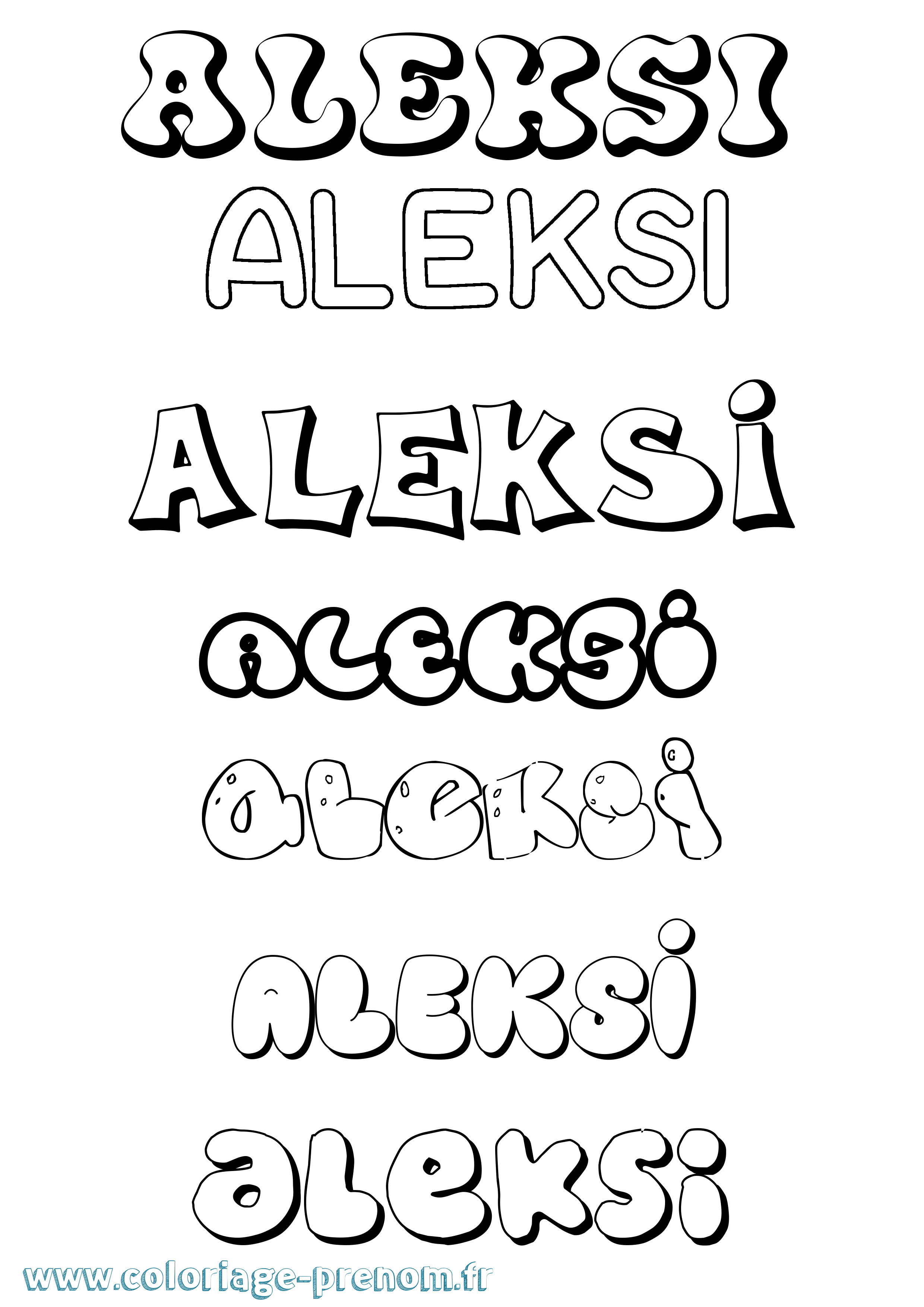Coloriage Aleksi Bubble Coloriage prénom Aleksi Bubble