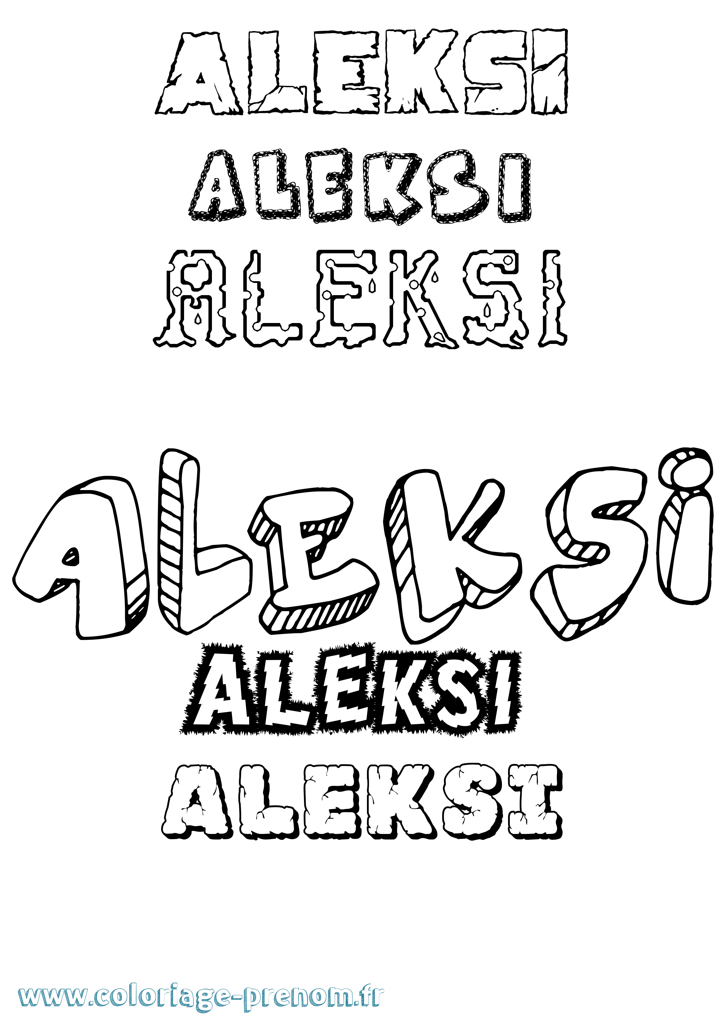 Coloriage Aleksi Destructuré Coloriage prénom Aleksi Destructuré