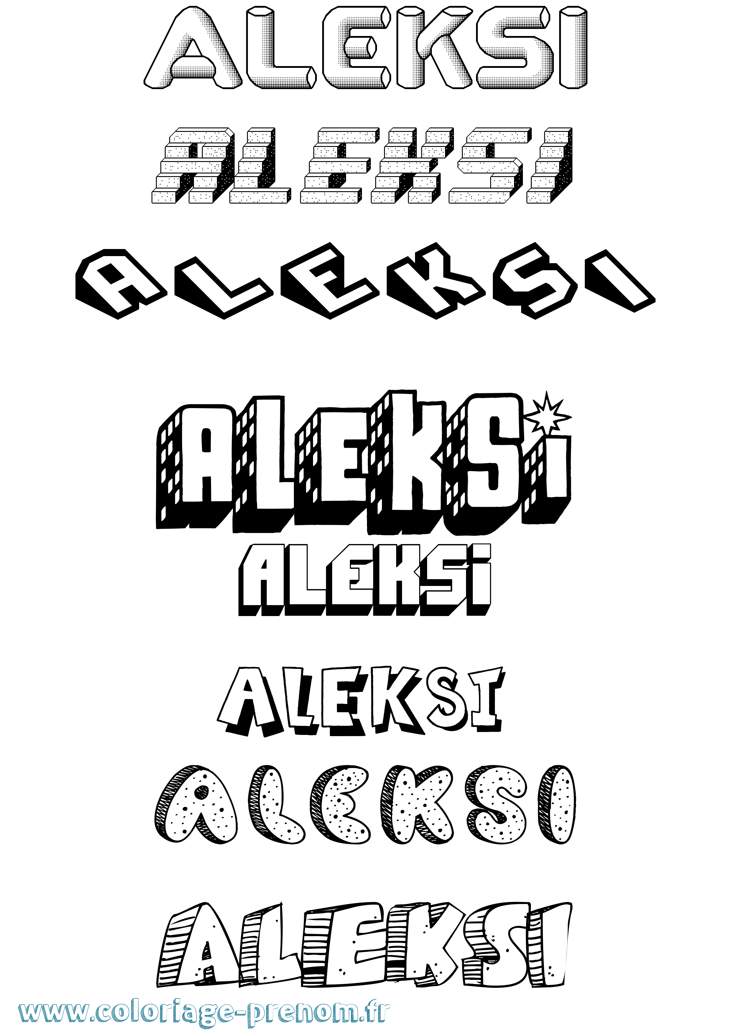 Coloriage Aleksi Effet 3D Coloriage prénom Aleksi Effet 3D