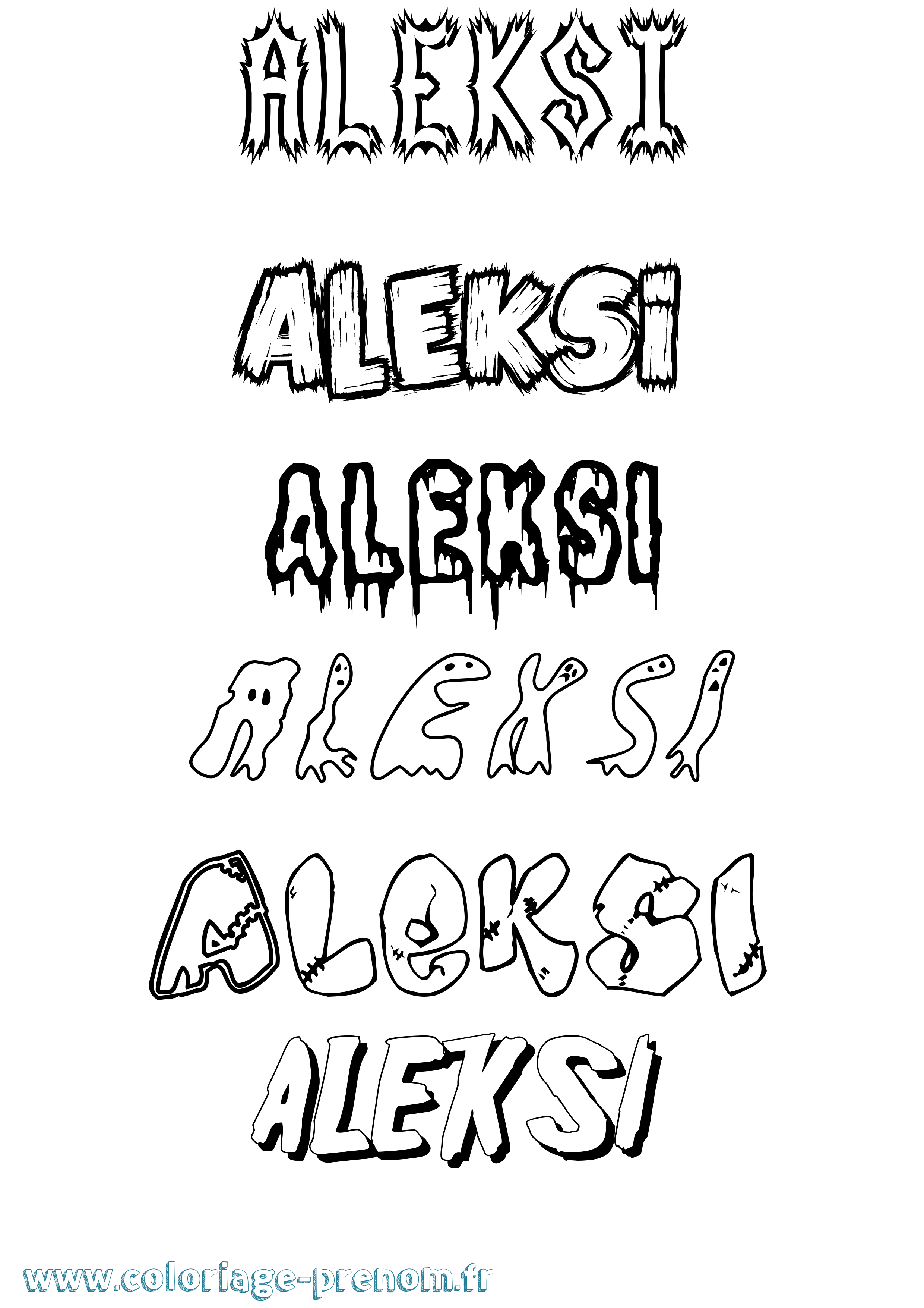 Coloriage Aleksi Frisson Coloriage prénom Aleksi Frisson