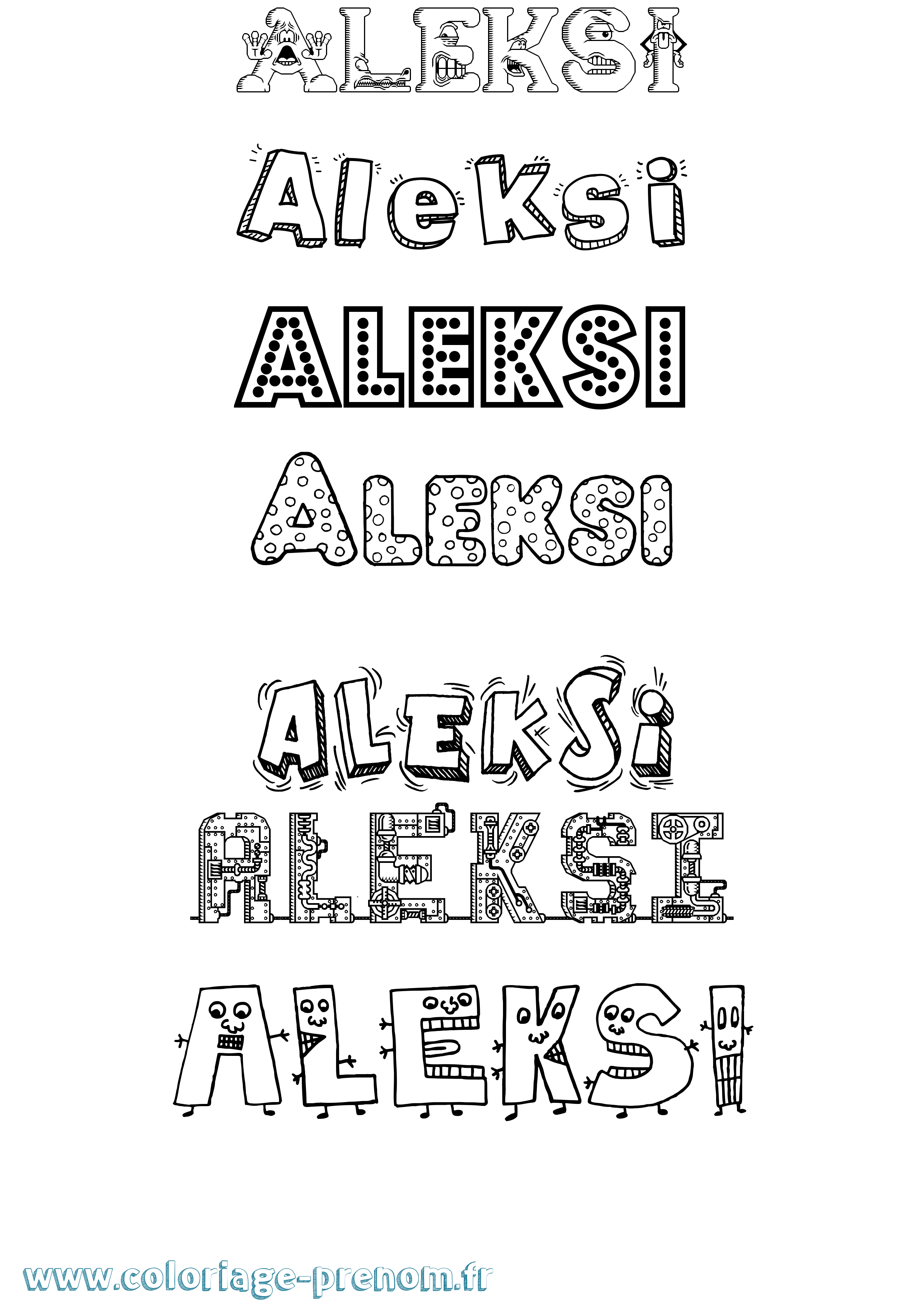 Coloriage Aleksi Fun Coloriage prénom Aleksi Fun