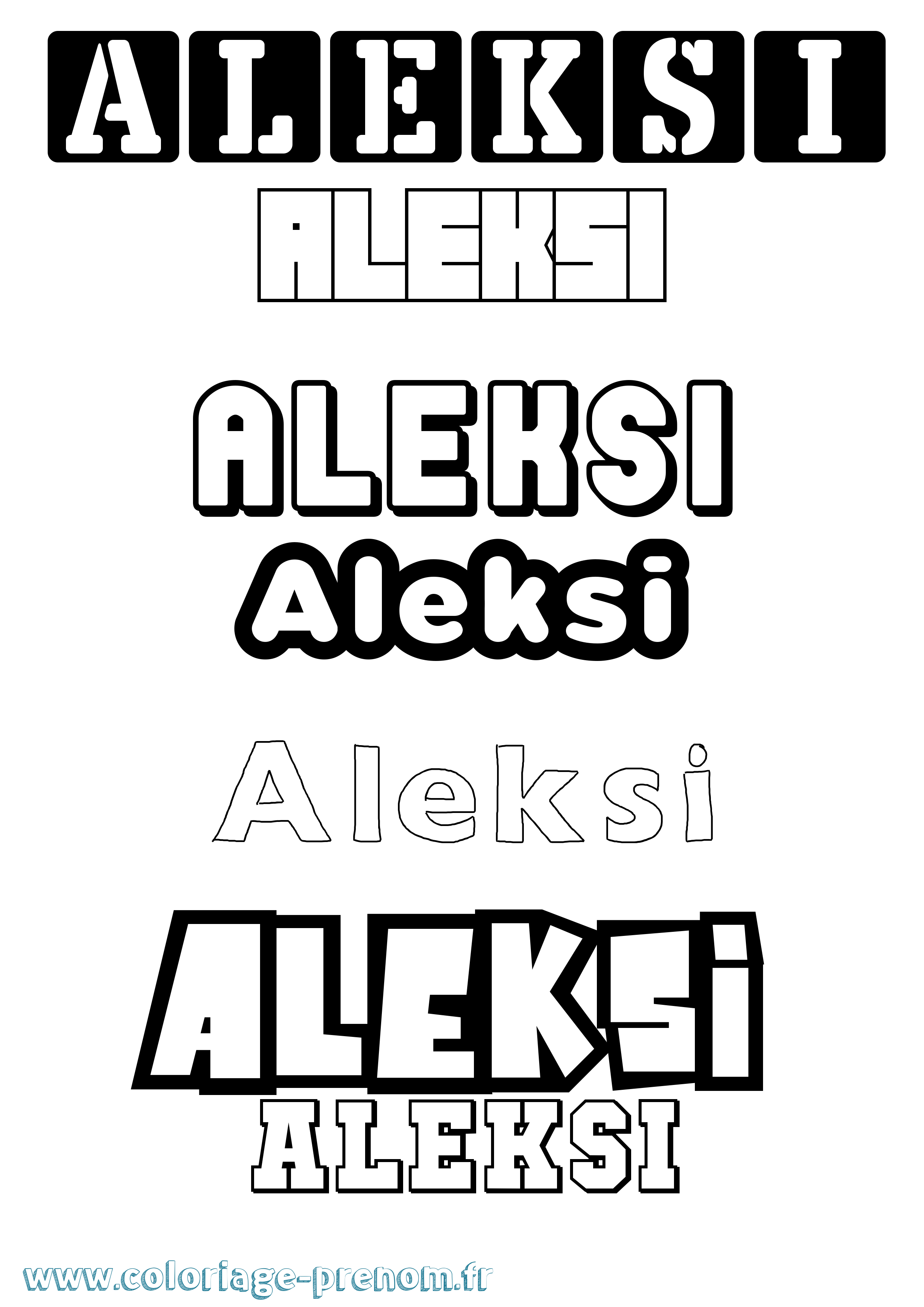 Coloriage Aleksi Simple Coloriage prénom Aleksi Simple