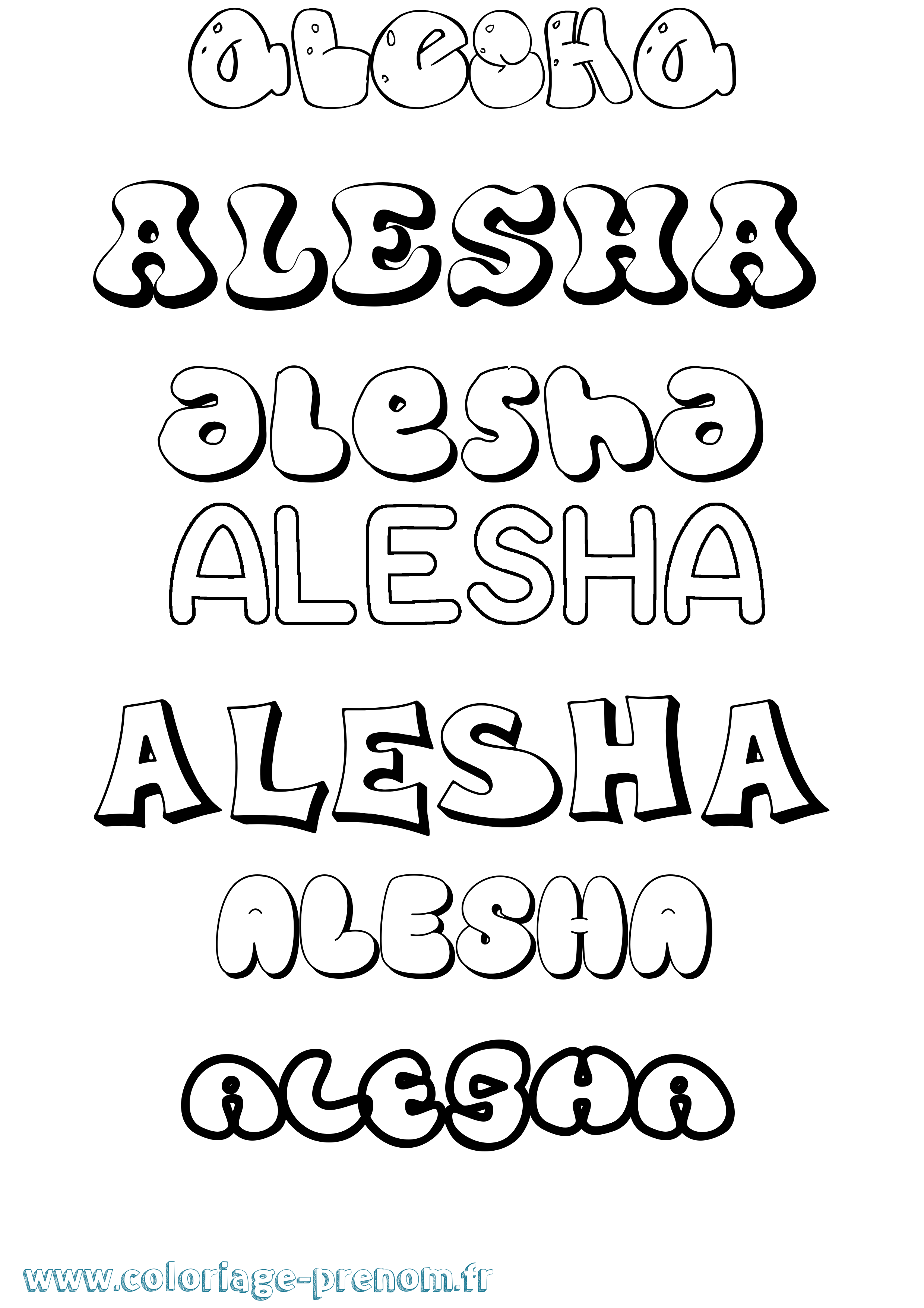 Coloriage Alesha Bubble Coloriage prénom Alesha Bubble