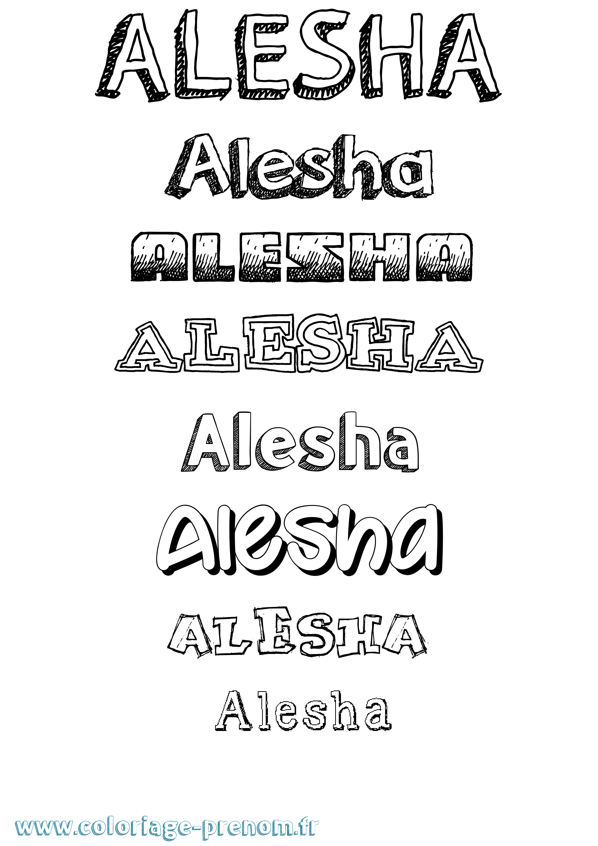 Coloriage Alesha Dessiné Coloriage prénom Alesha Dessiné