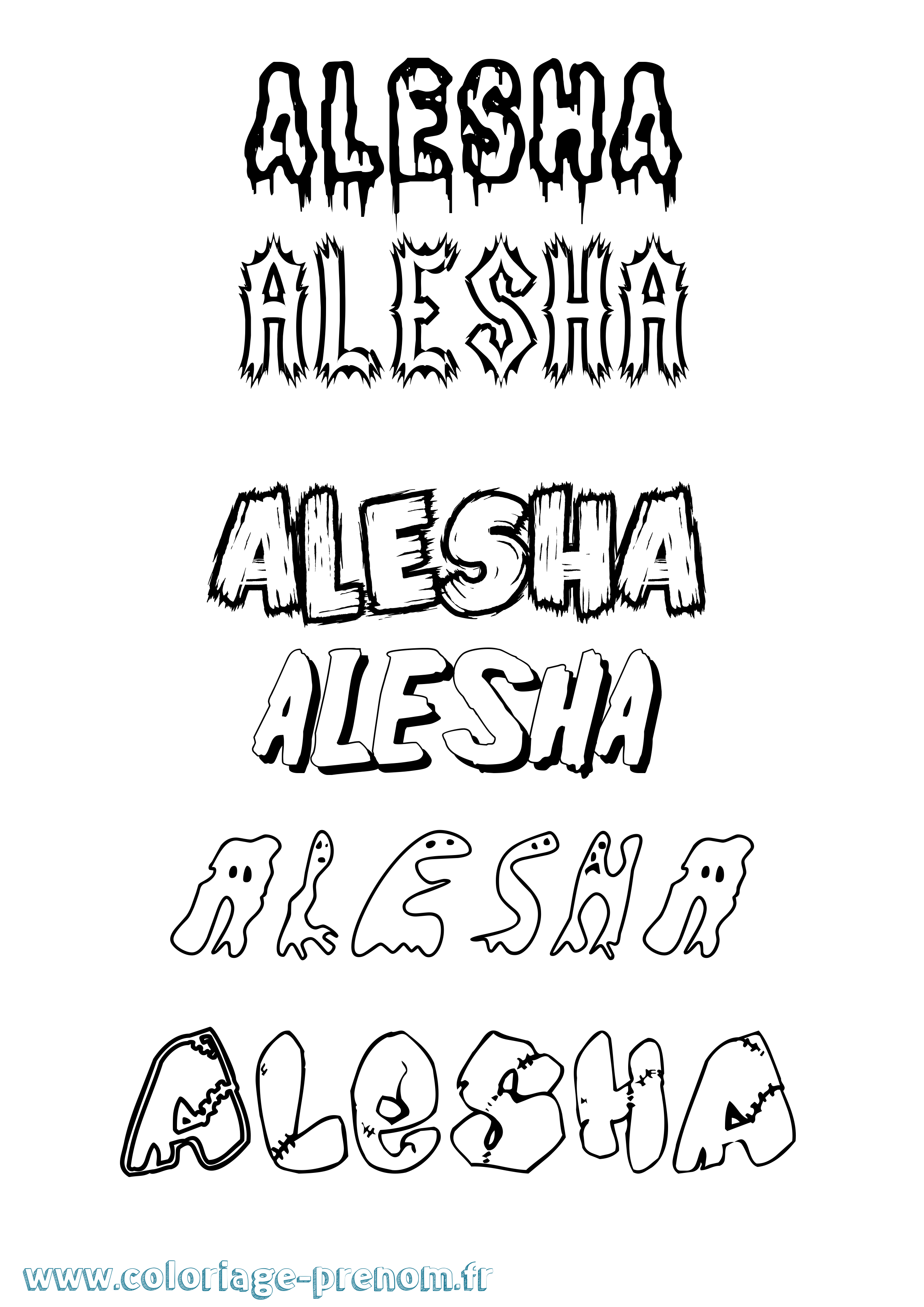 Coloriage Alesha Frisson Coloriage prénom Alesha Frisson