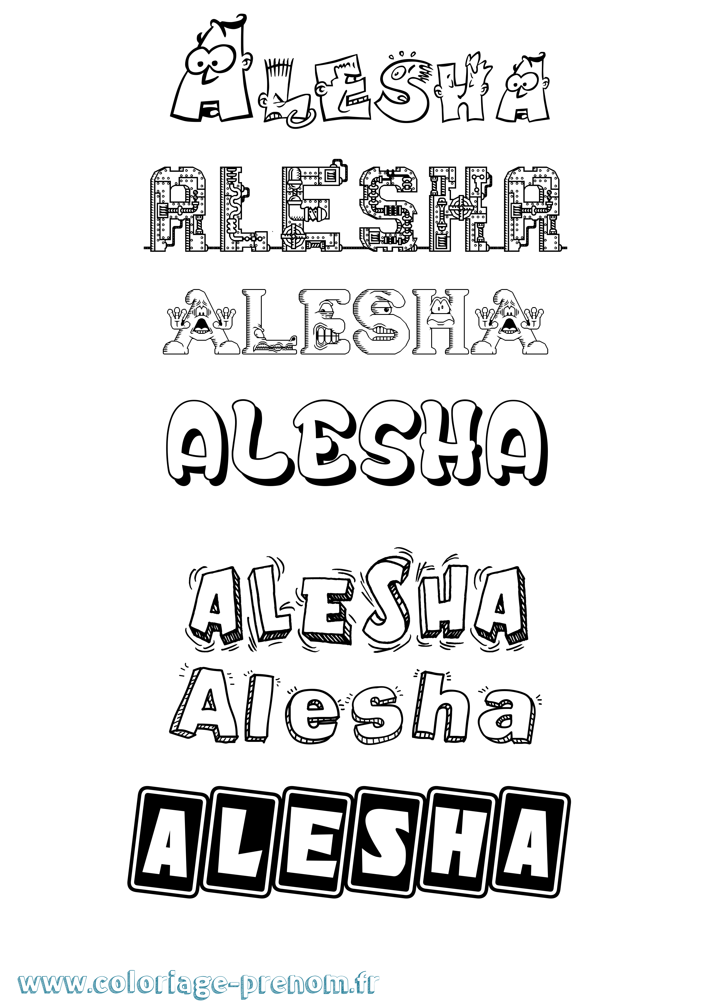 Coloriage Alesha Fun Coloriage prénom Alesha Fun