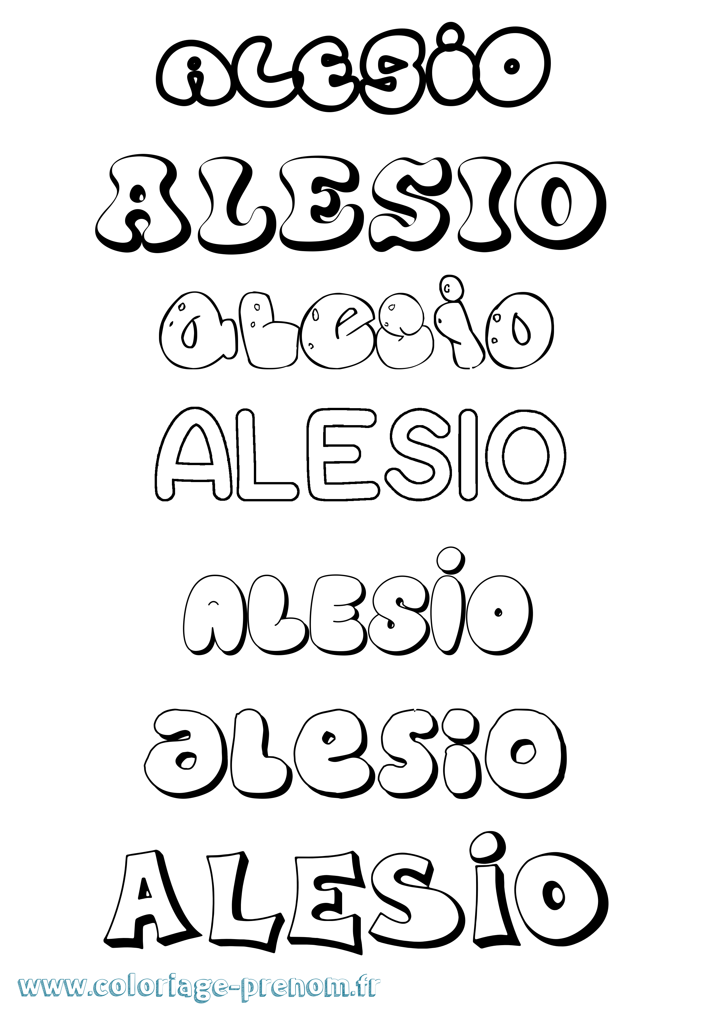 Coloriage Alesio Bubble Coloriage prénom Alesio Bubble