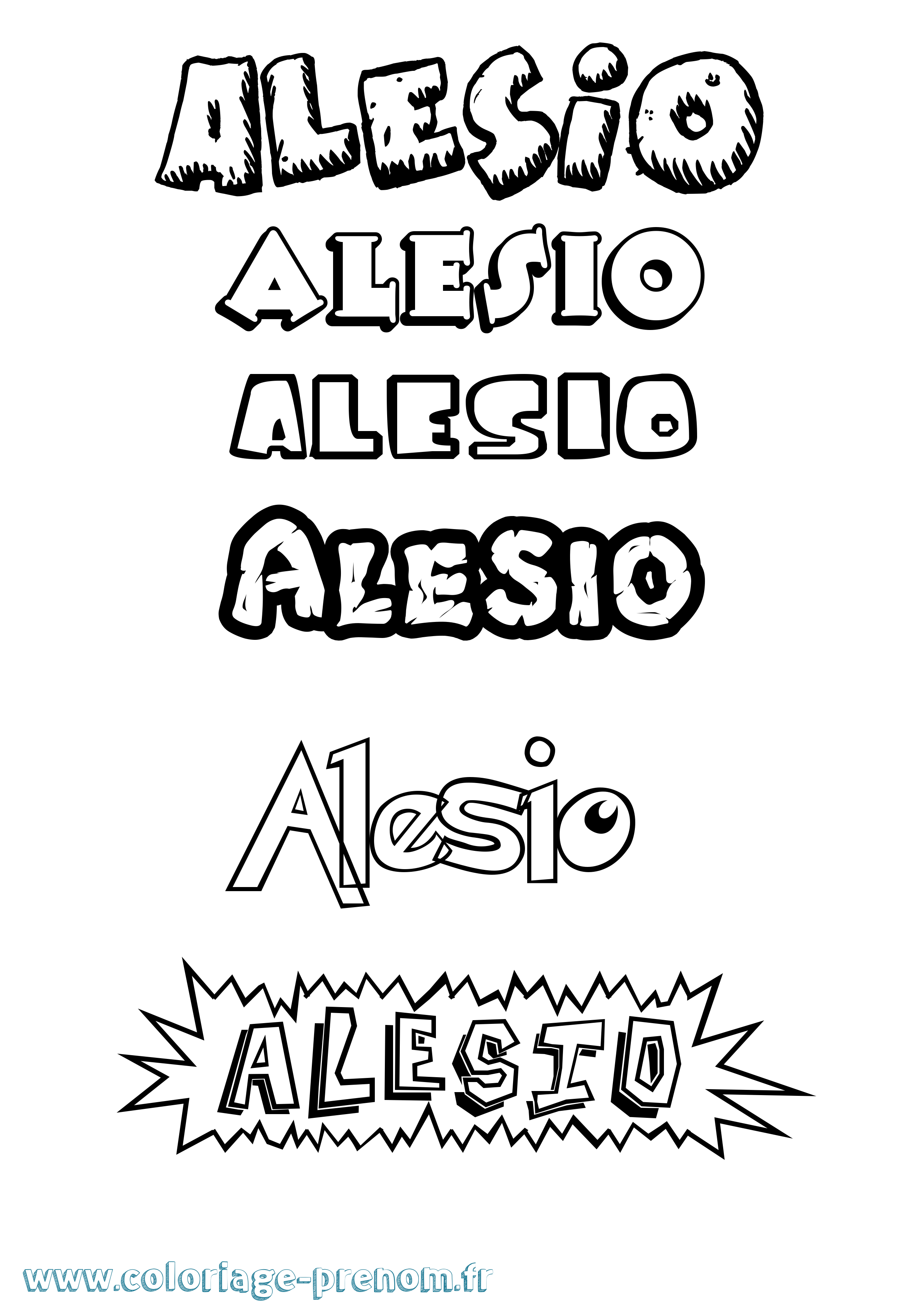 Coloriage Alesio Dessin Animé Coloriage prénom Alesio Dessin Animé