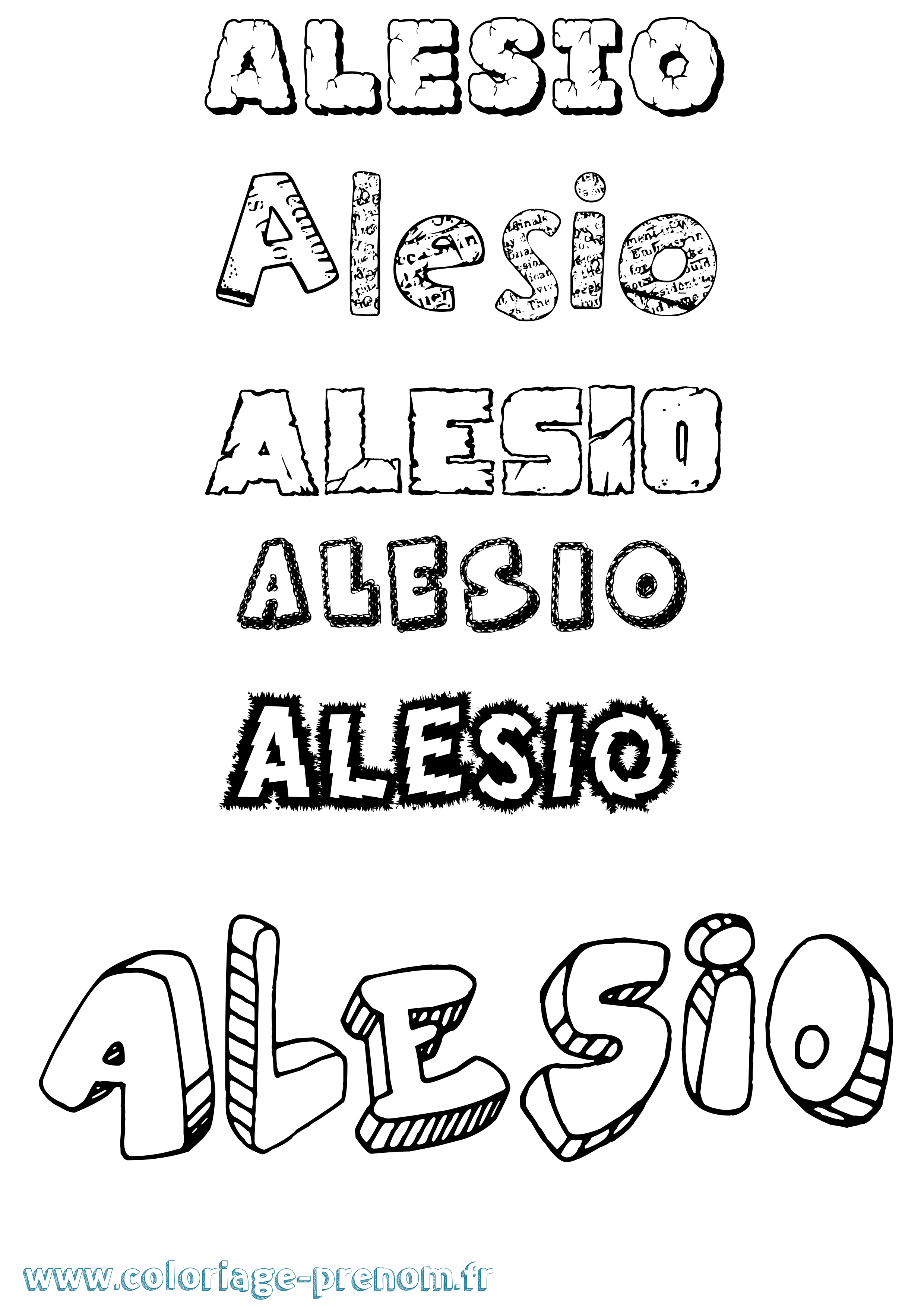 Coloriage Alesio Destructuré Coloriage prénom Alesio Destructuré