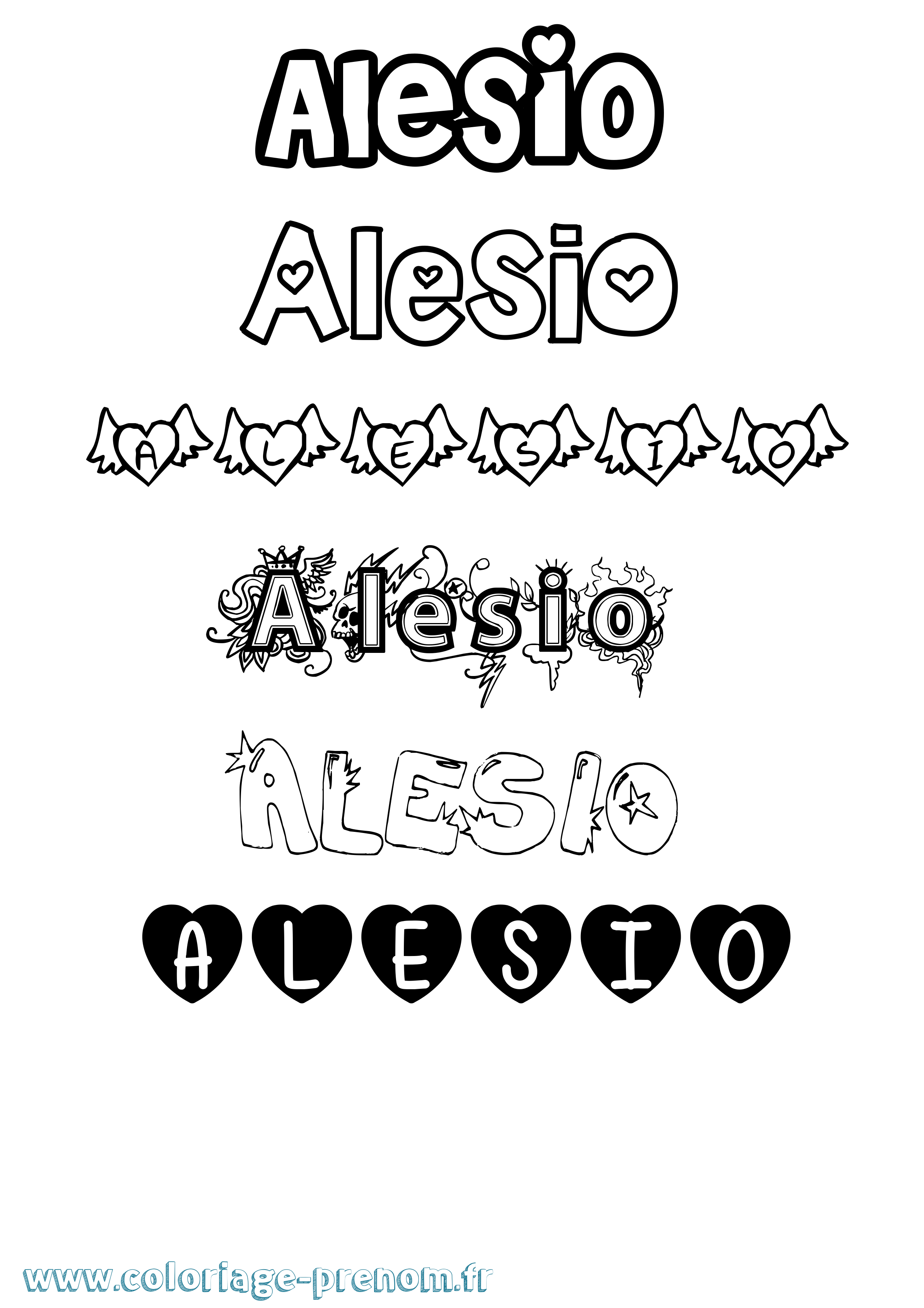 Coloriage Alesio Girly Coloriage prénom Alesio Girly
