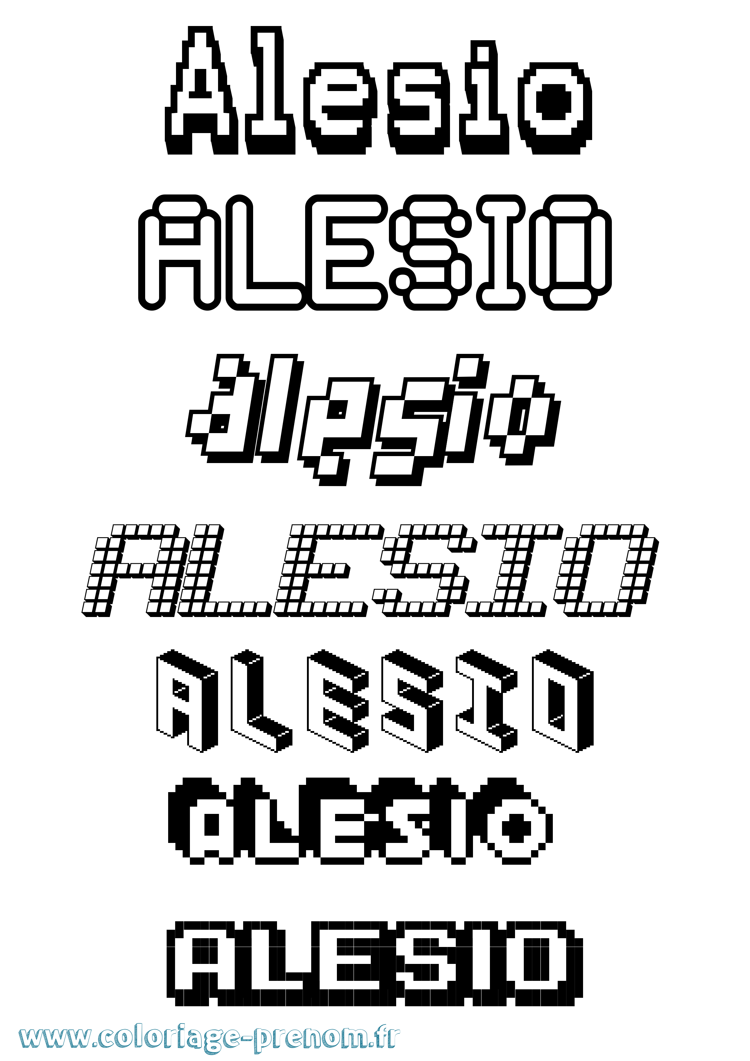 Coloriage Alesio Pixel Coloriage prénom Alesio Pixel