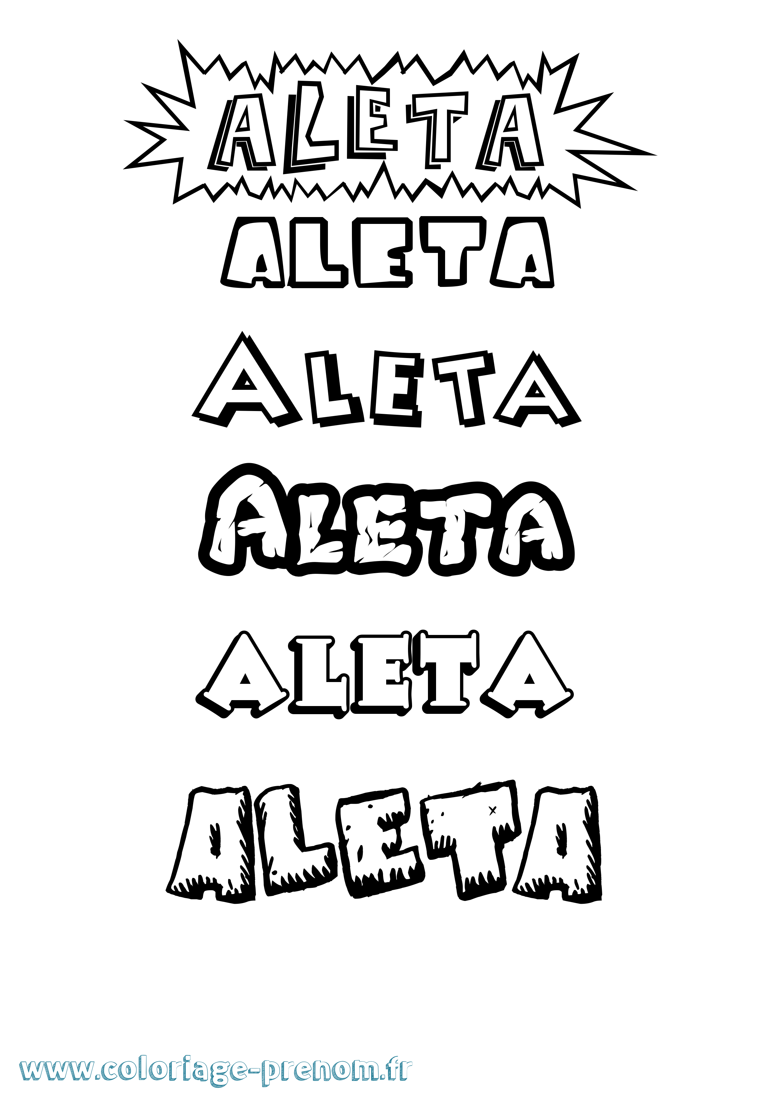 Coloriage Aleta Dessin Animé Coloriage prénom Aleta Dessin Animé