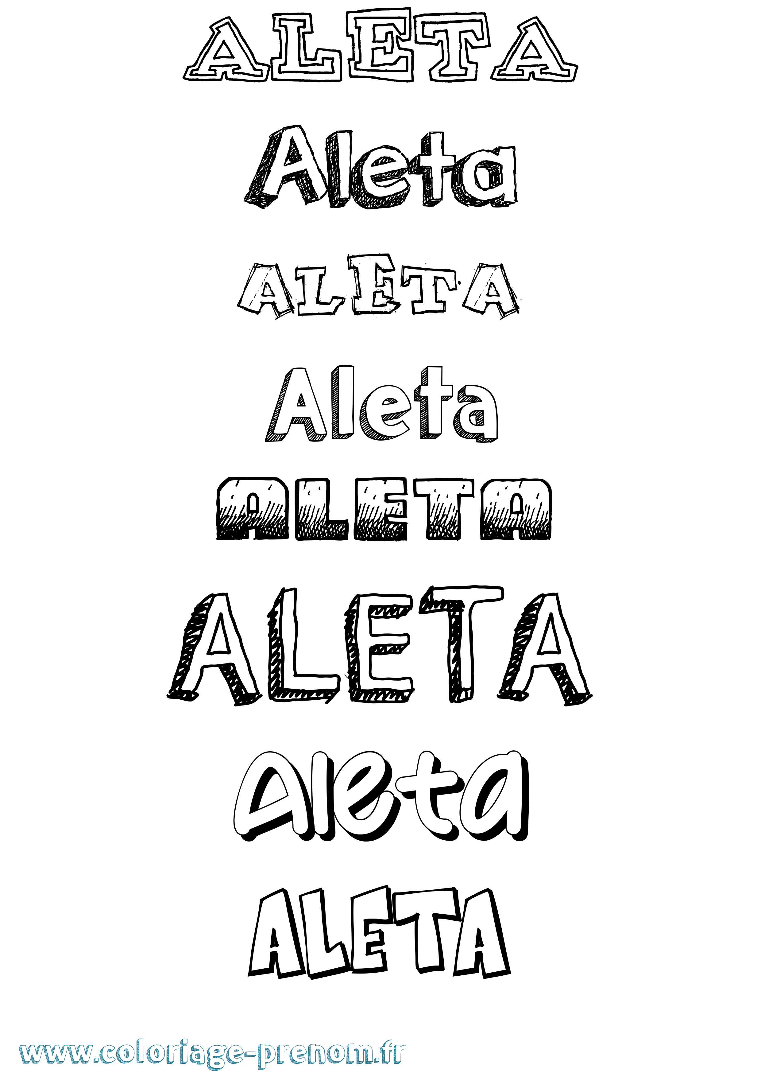 Coloriage Aleta Dessiné Coloriage prénom Aleta Dessiné