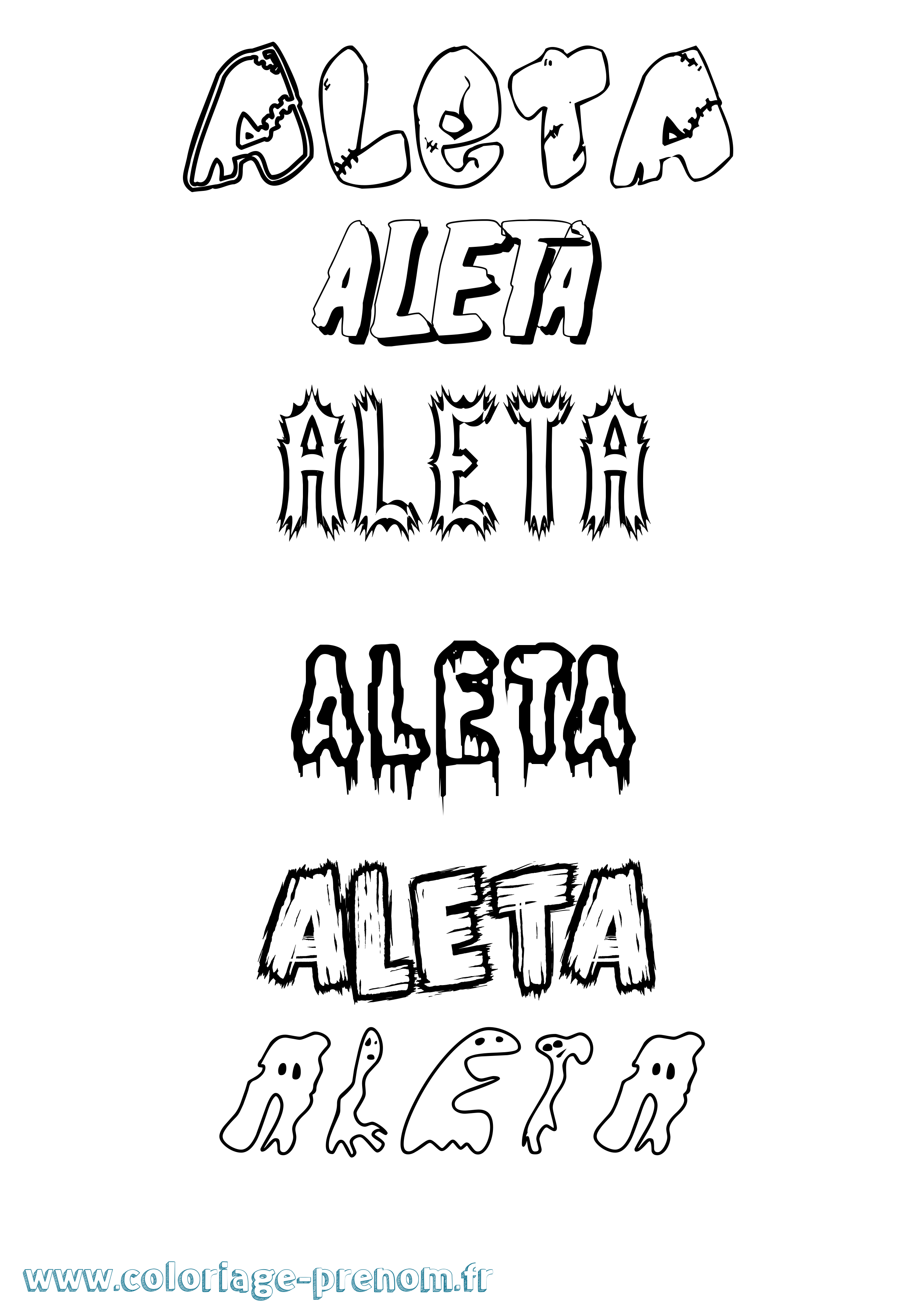 Coloriage Aleta Frisson Coloriage prénom Aleta Frisson